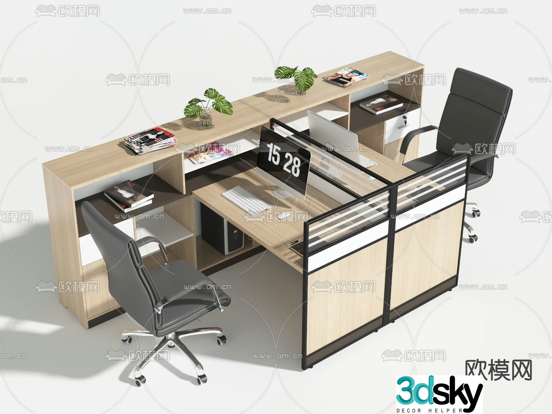 Office desk and chair desk 3d model