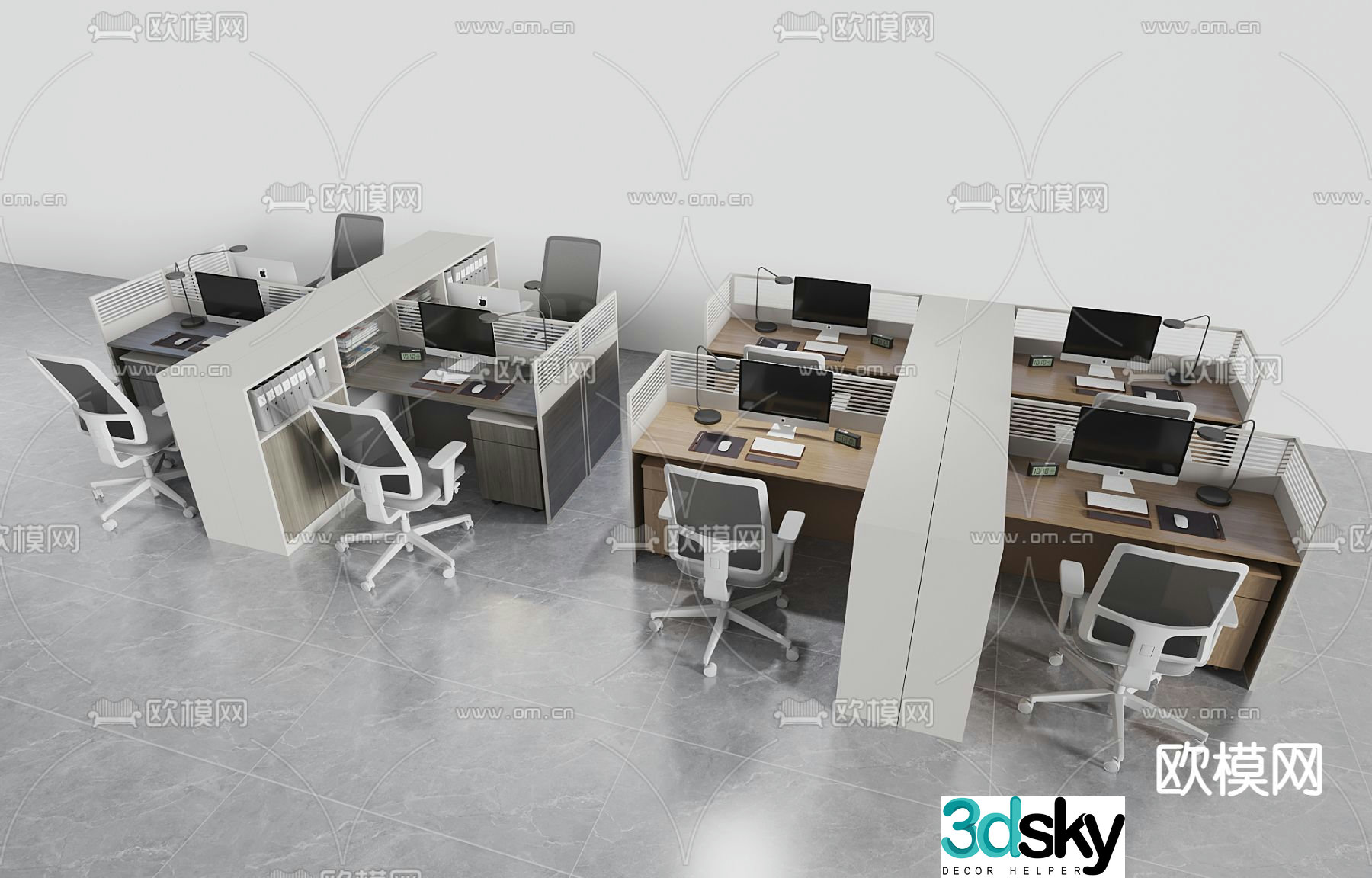 Office desk and chair desk 3d model