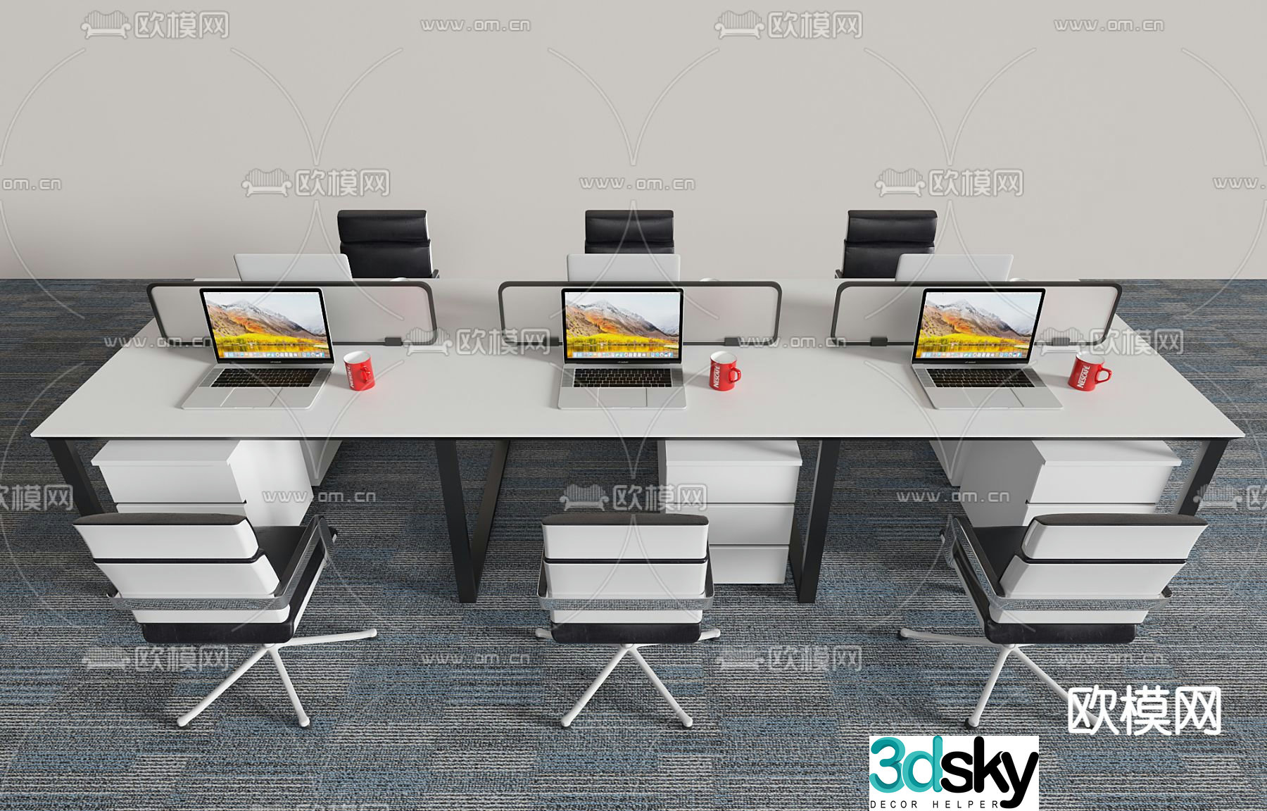 Office desk and chair desk 3d model