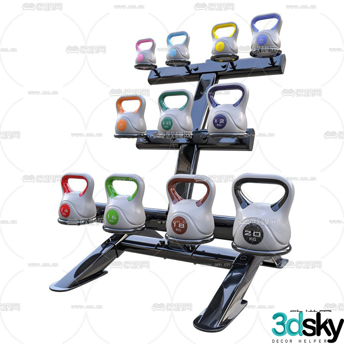 curling kettlebell sports equipment 3d model