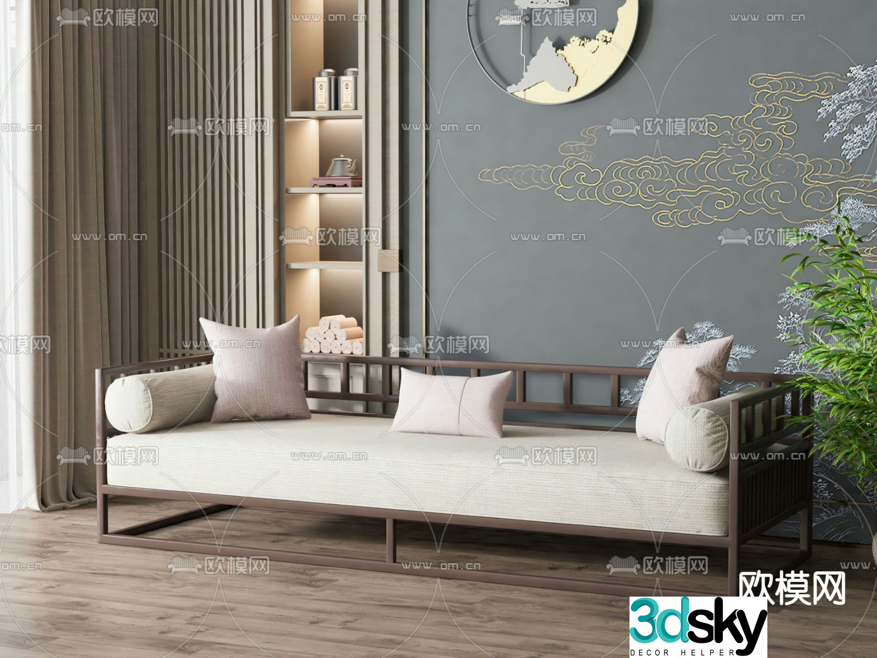 New Chinese Arhat Bed 3D Model