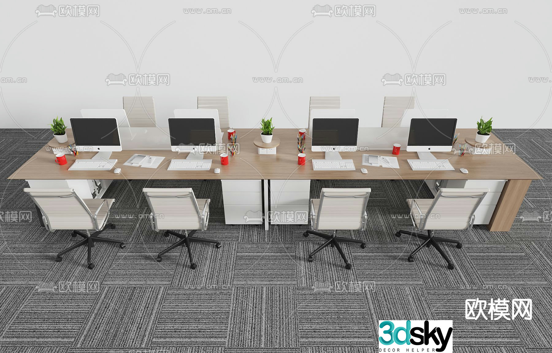 Office desk and chair desk 3d model
