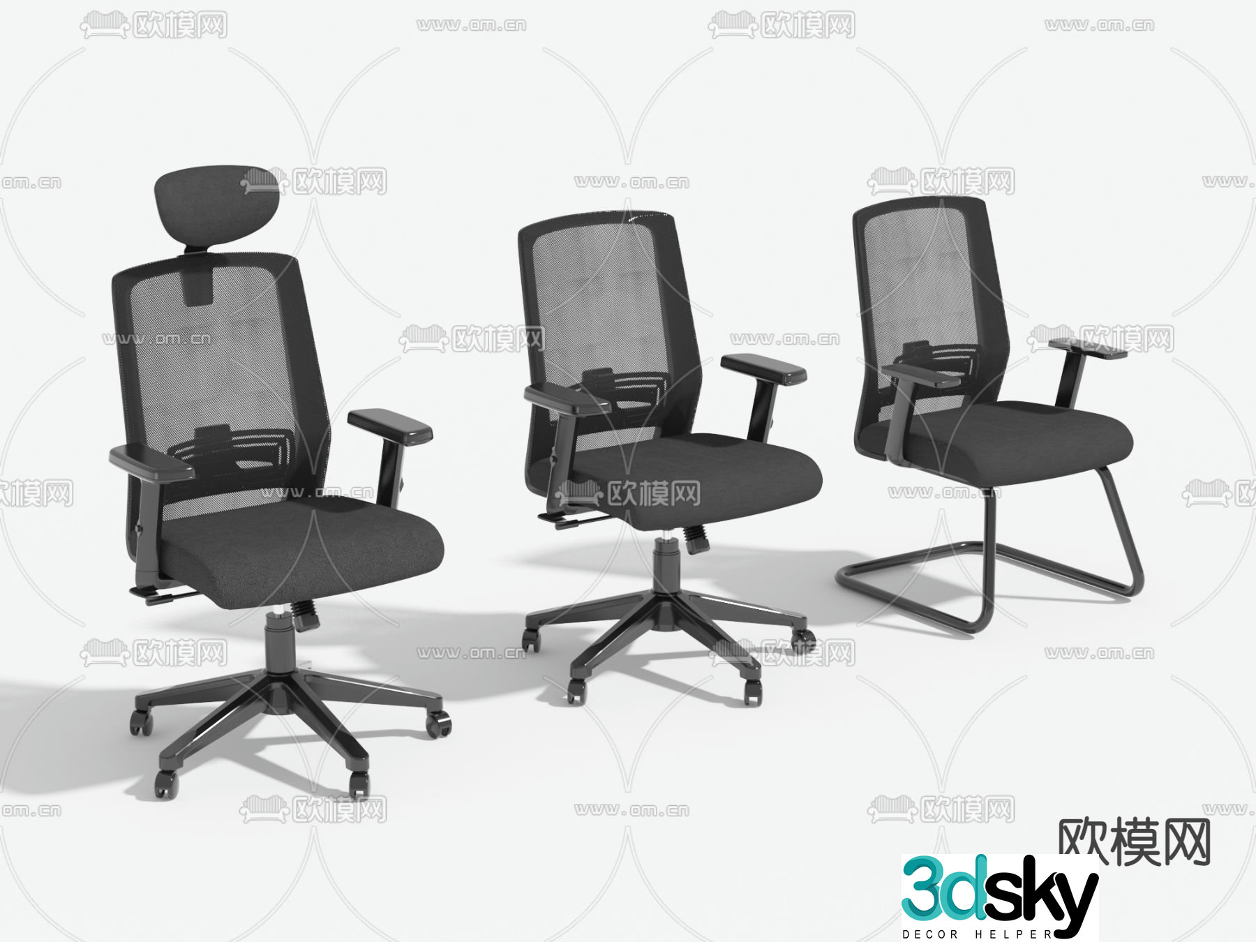 Mesh office chair shift chair staff chair 3D model