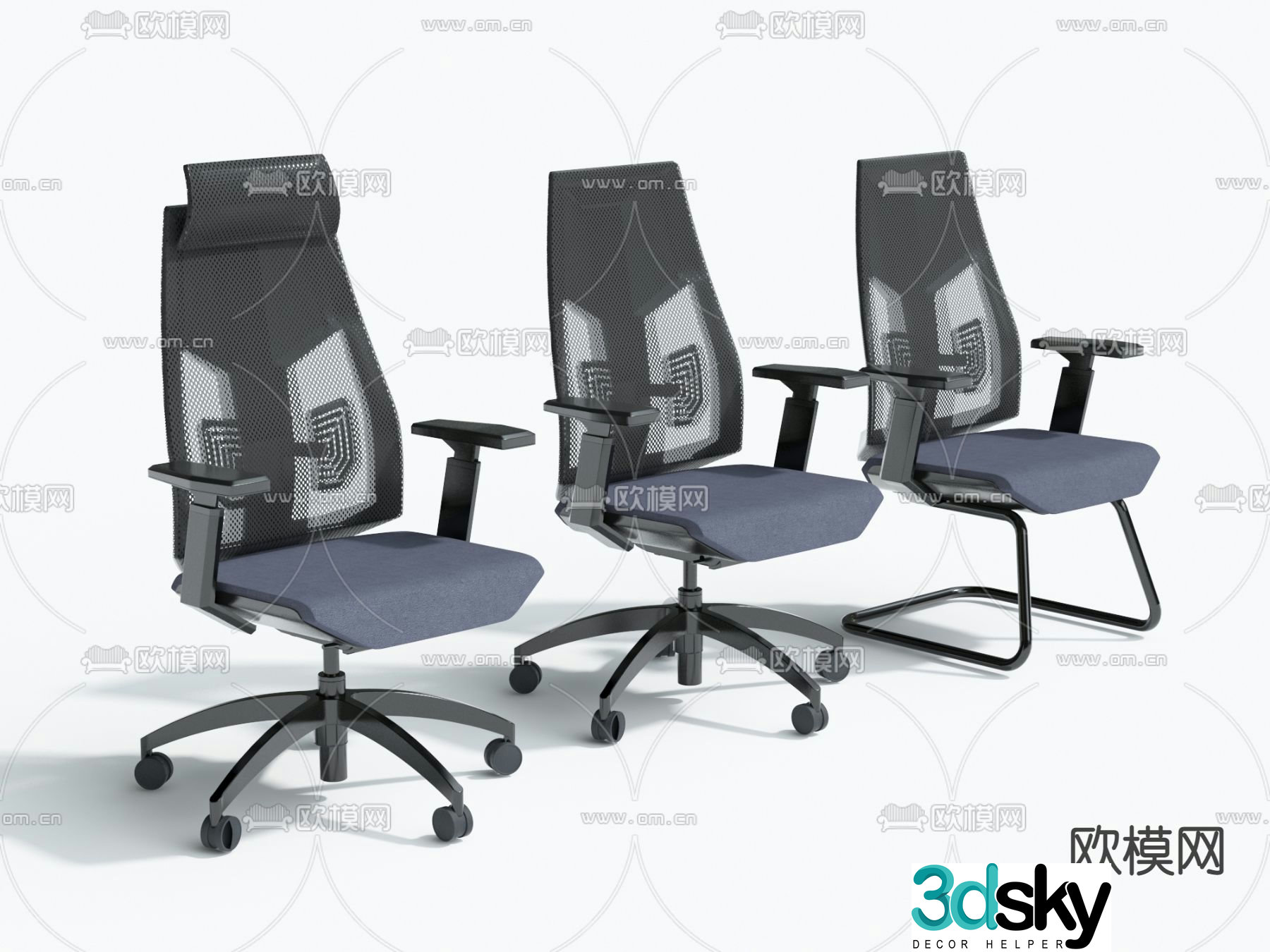 Mesh office chair shift chair staff chair 3D model