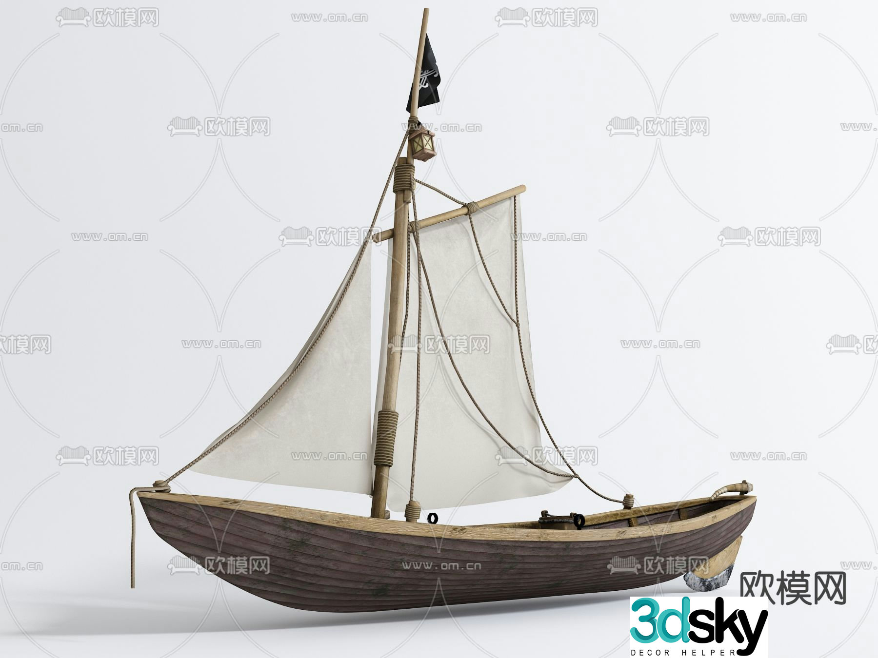 sailing ship racing ship 3d model