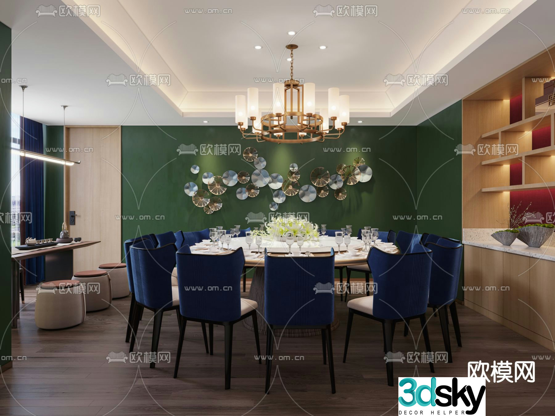 New Chinese restaurant private room private room 3D model