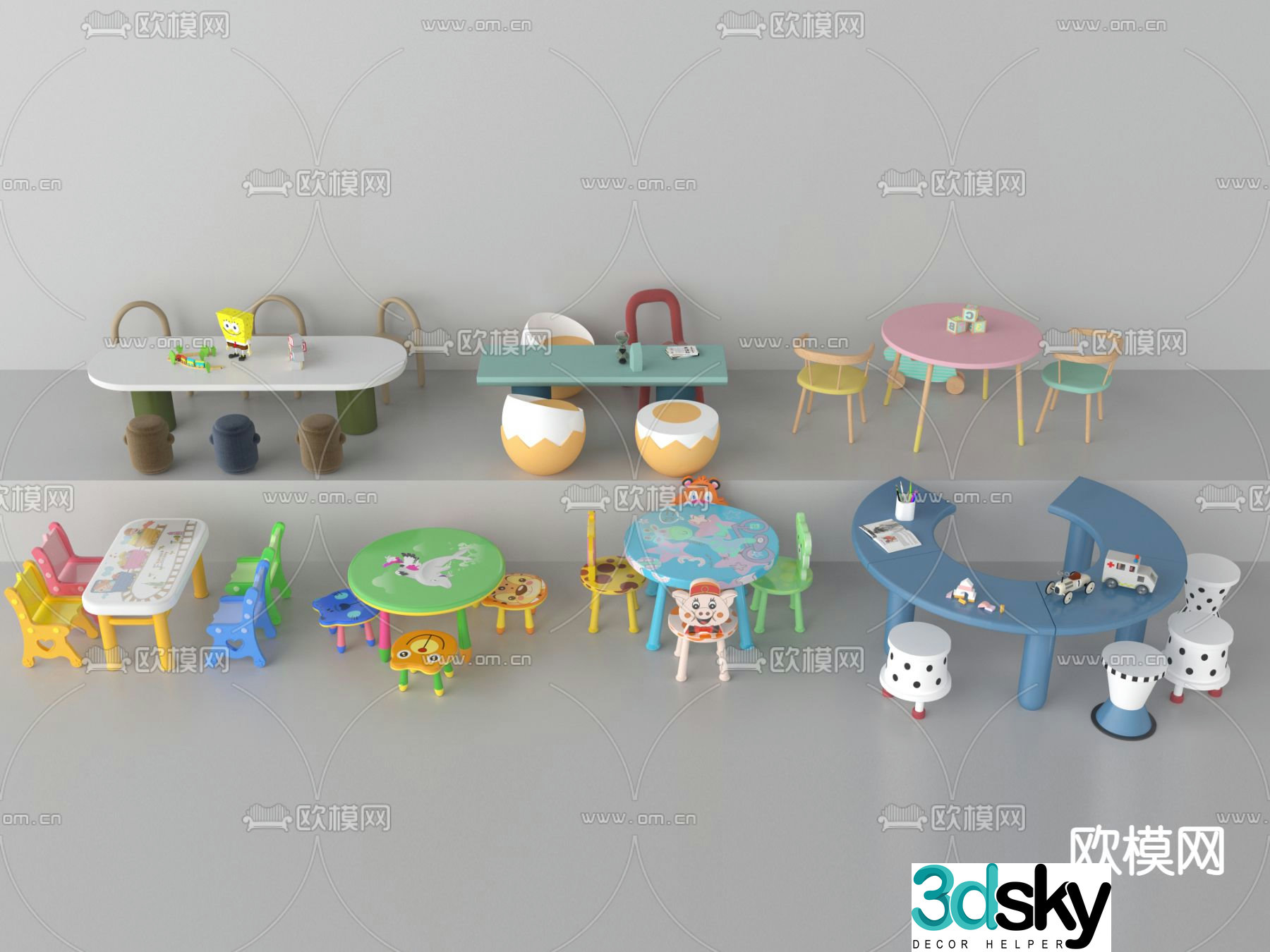 Children’s table and chair 3d model