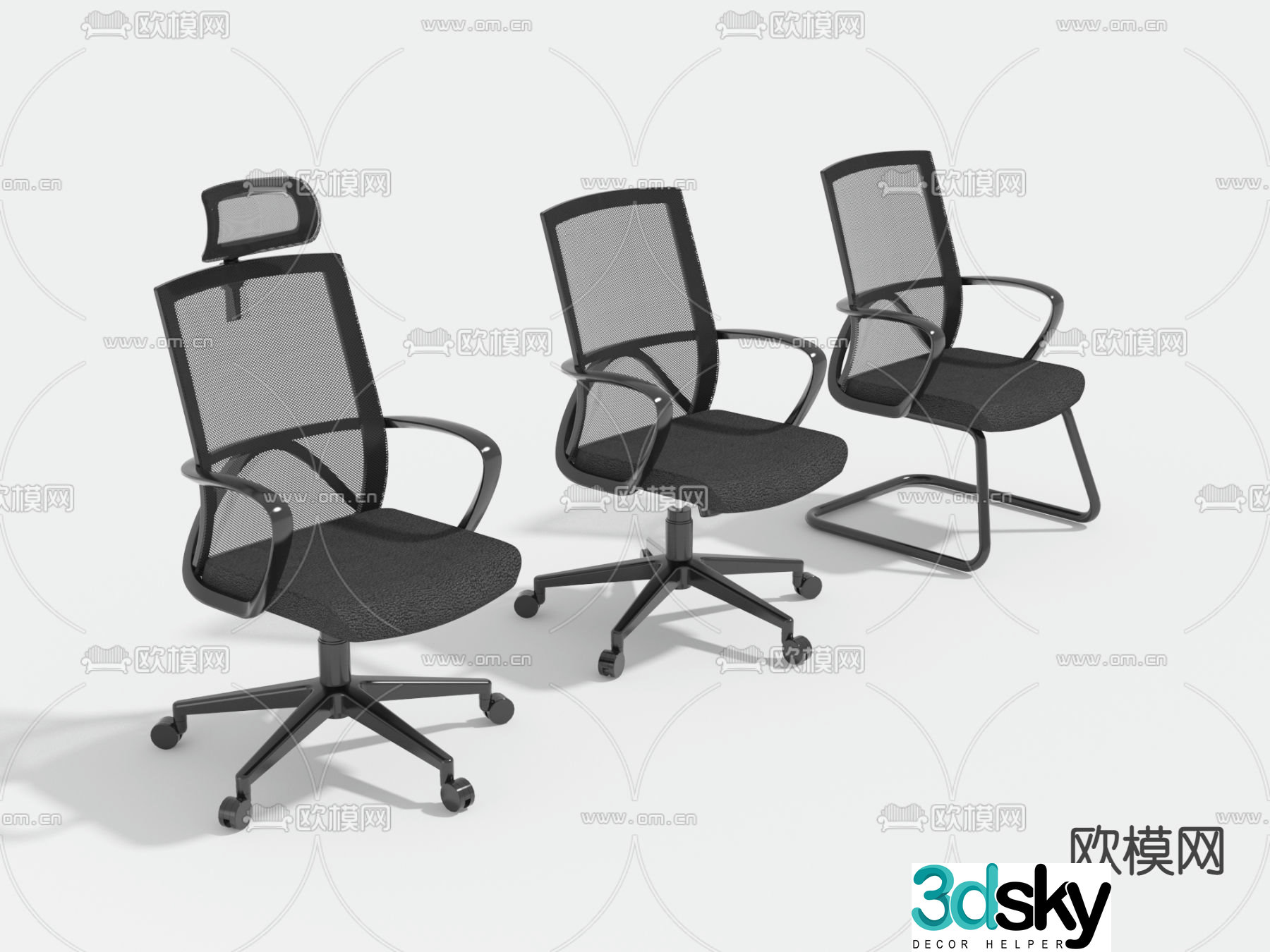 Mesh office chair shift chair staff chair 3D model