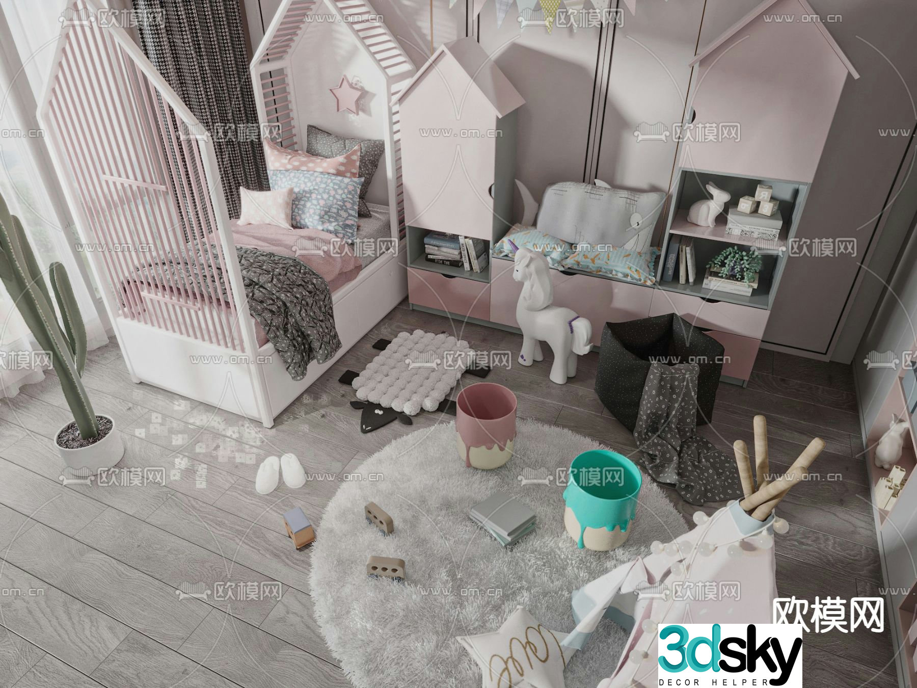 Modern children’s bed 3d model