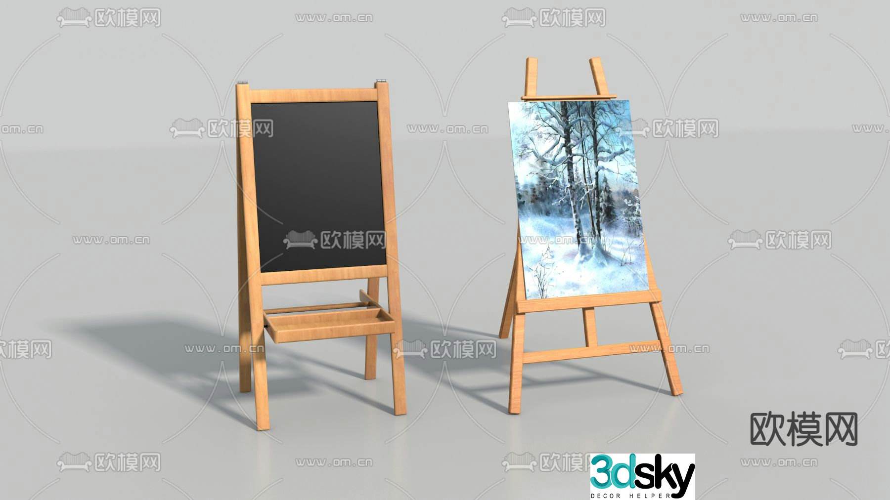 Modern drawing board easel 3d model