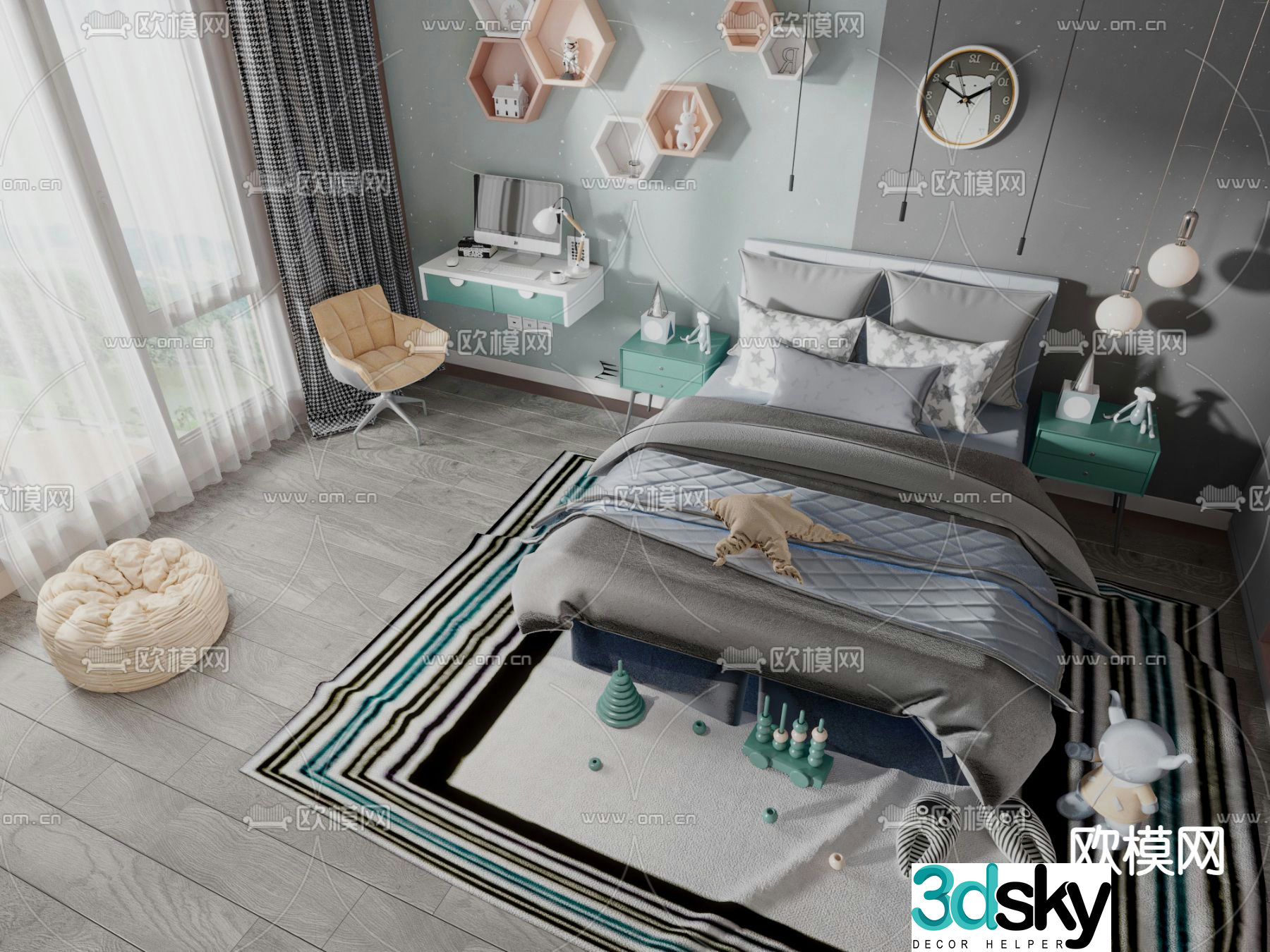 Modern children’s bed 3d model
