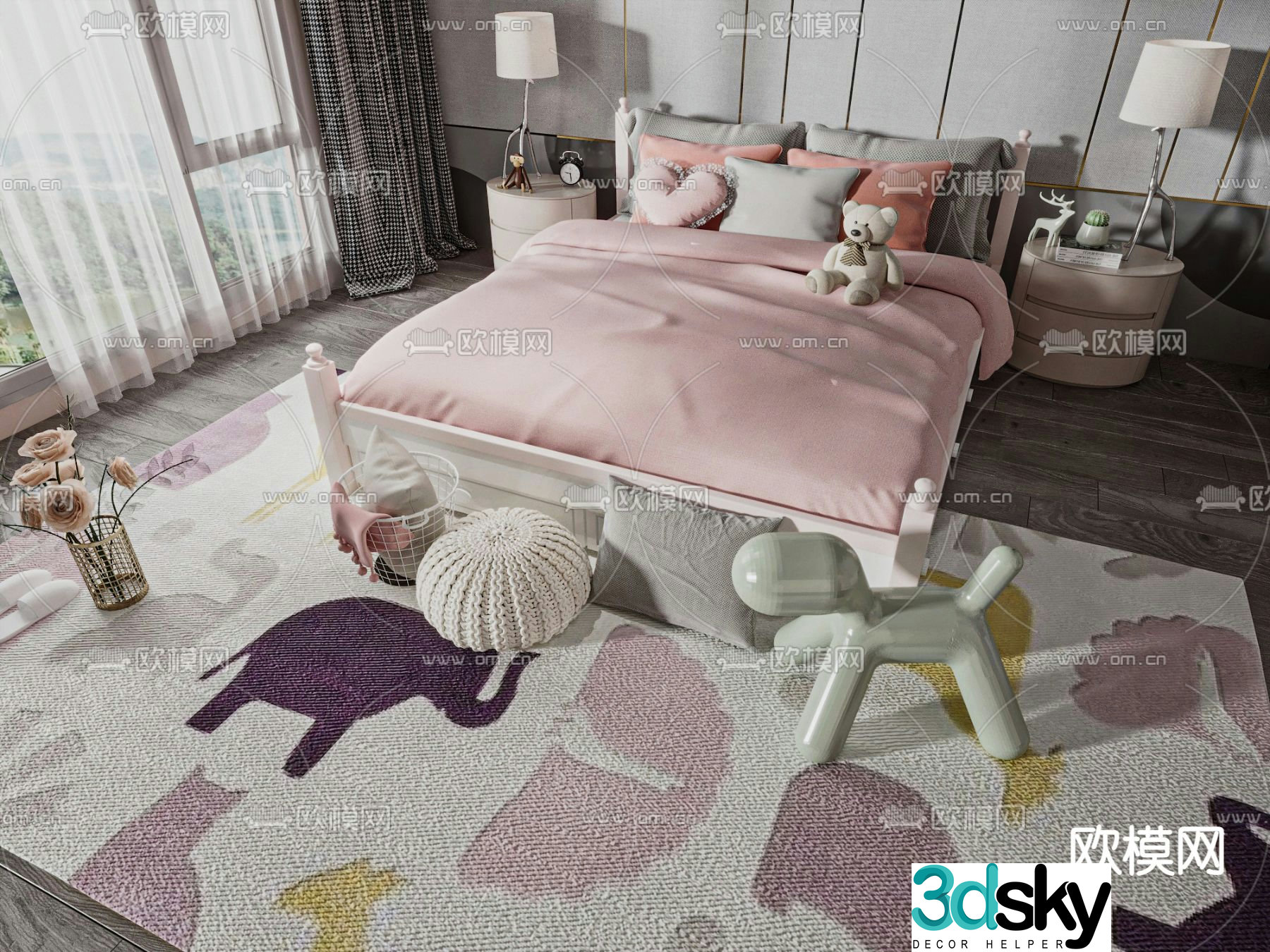 Modern children’s bed 3d model