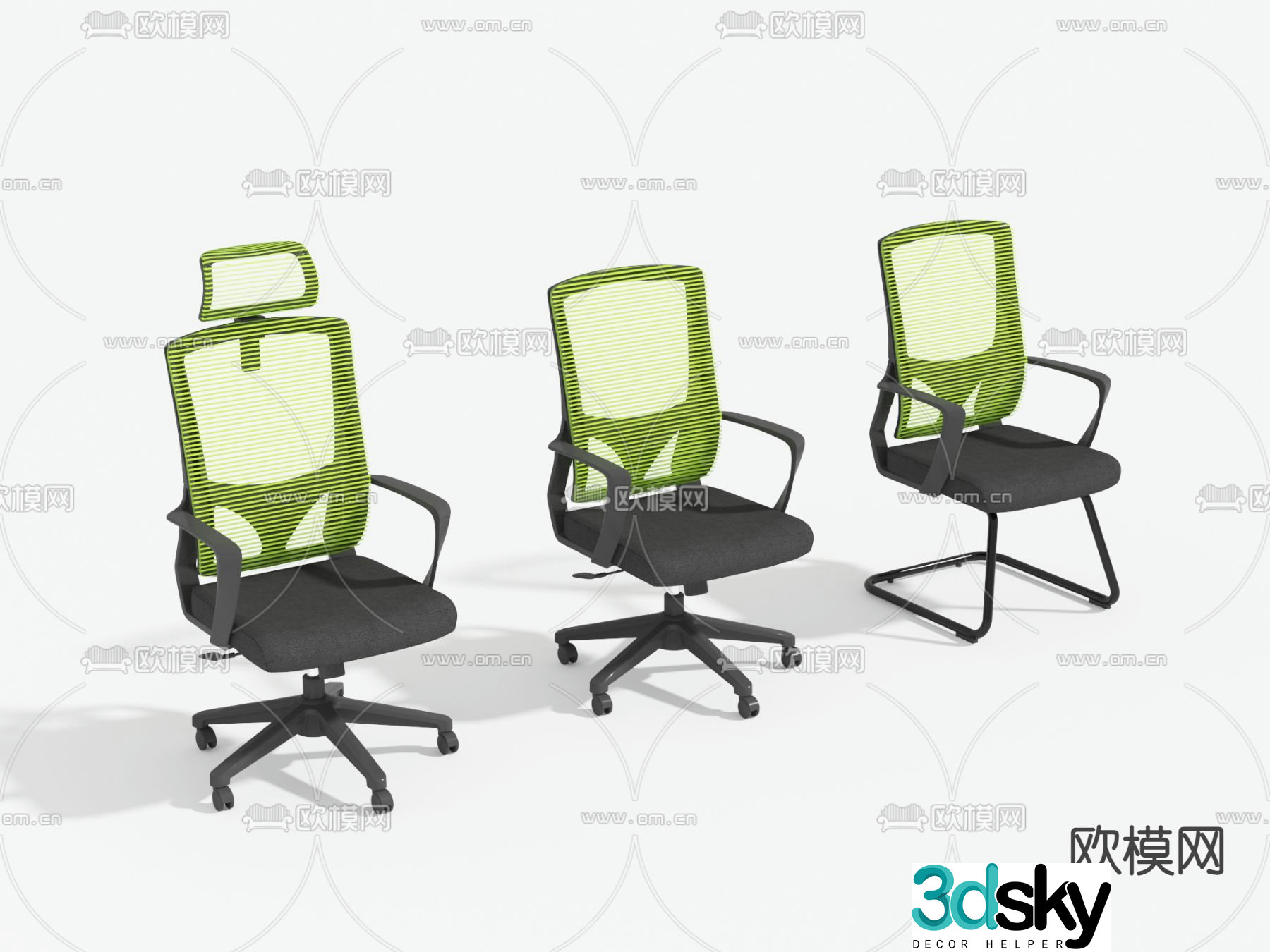 Mesh office chair shift chair staff chair 3D model