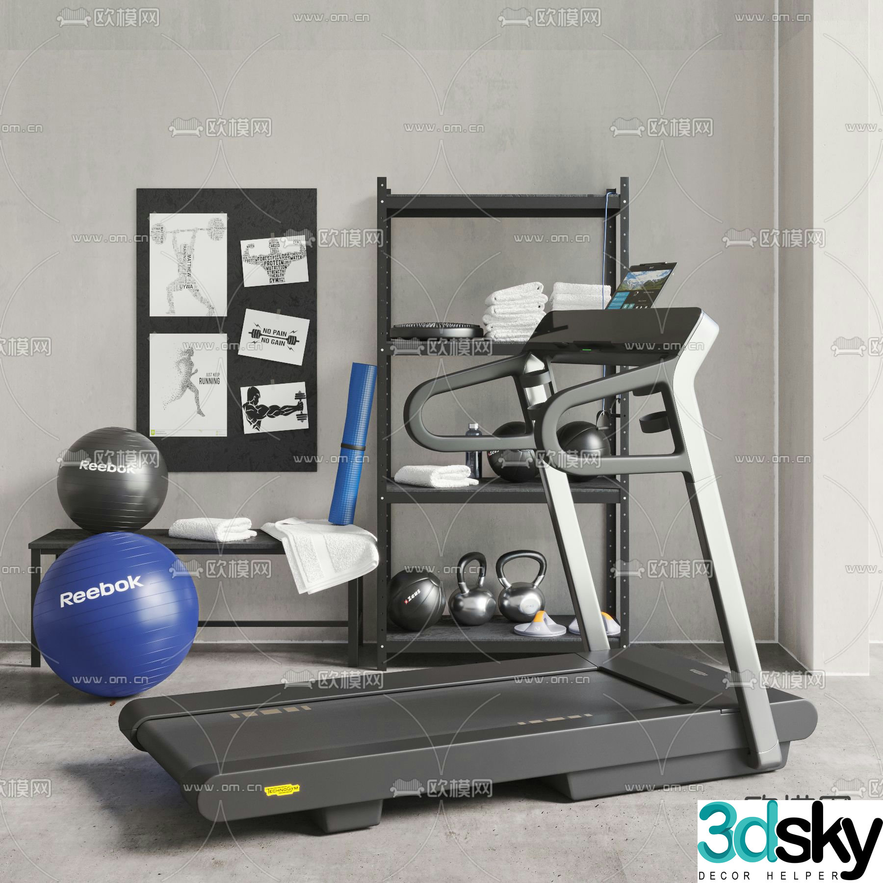Treadmill fitness equipment 3d model