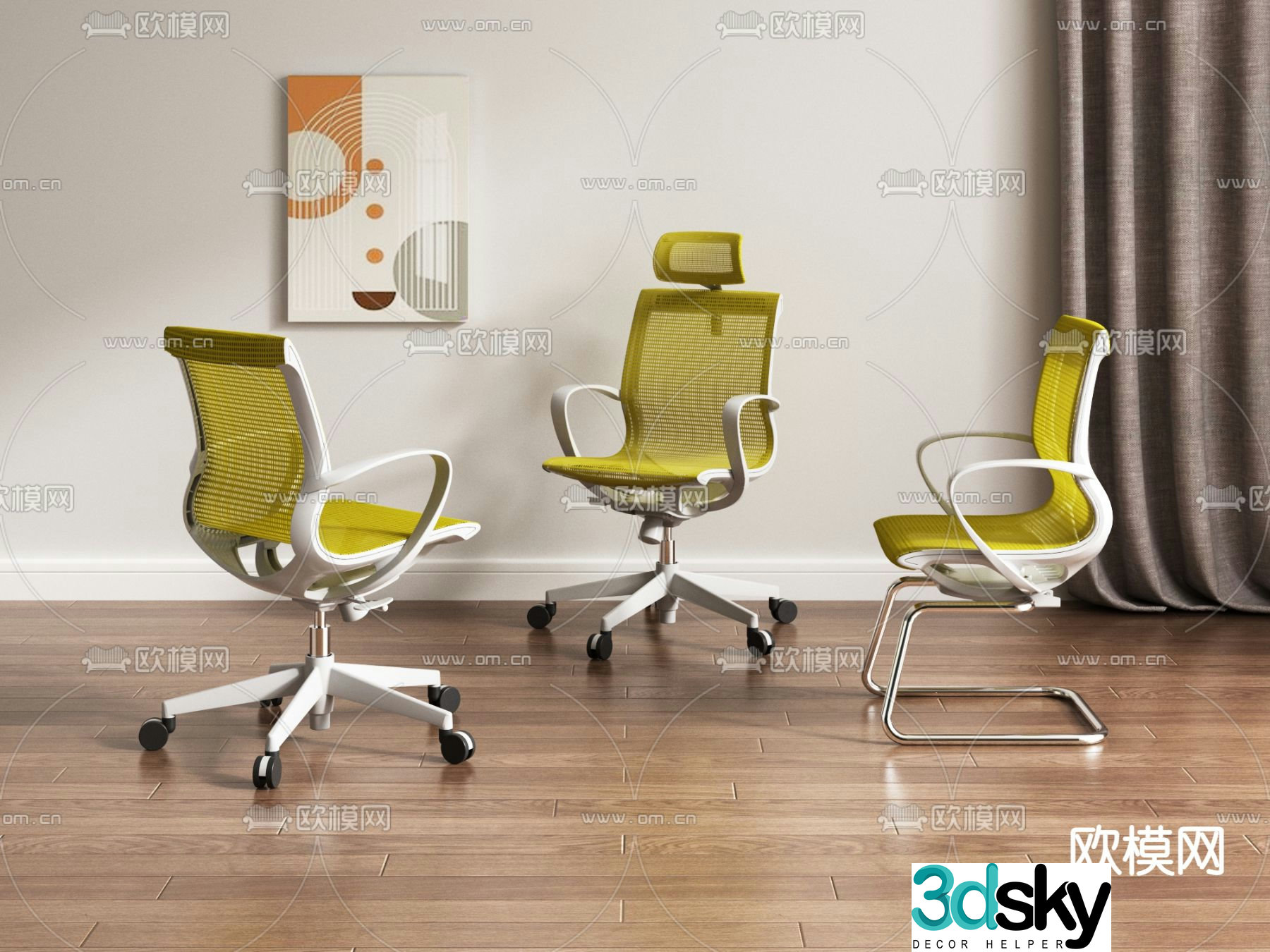 Mesh office chair shift chair staff chair 3D model