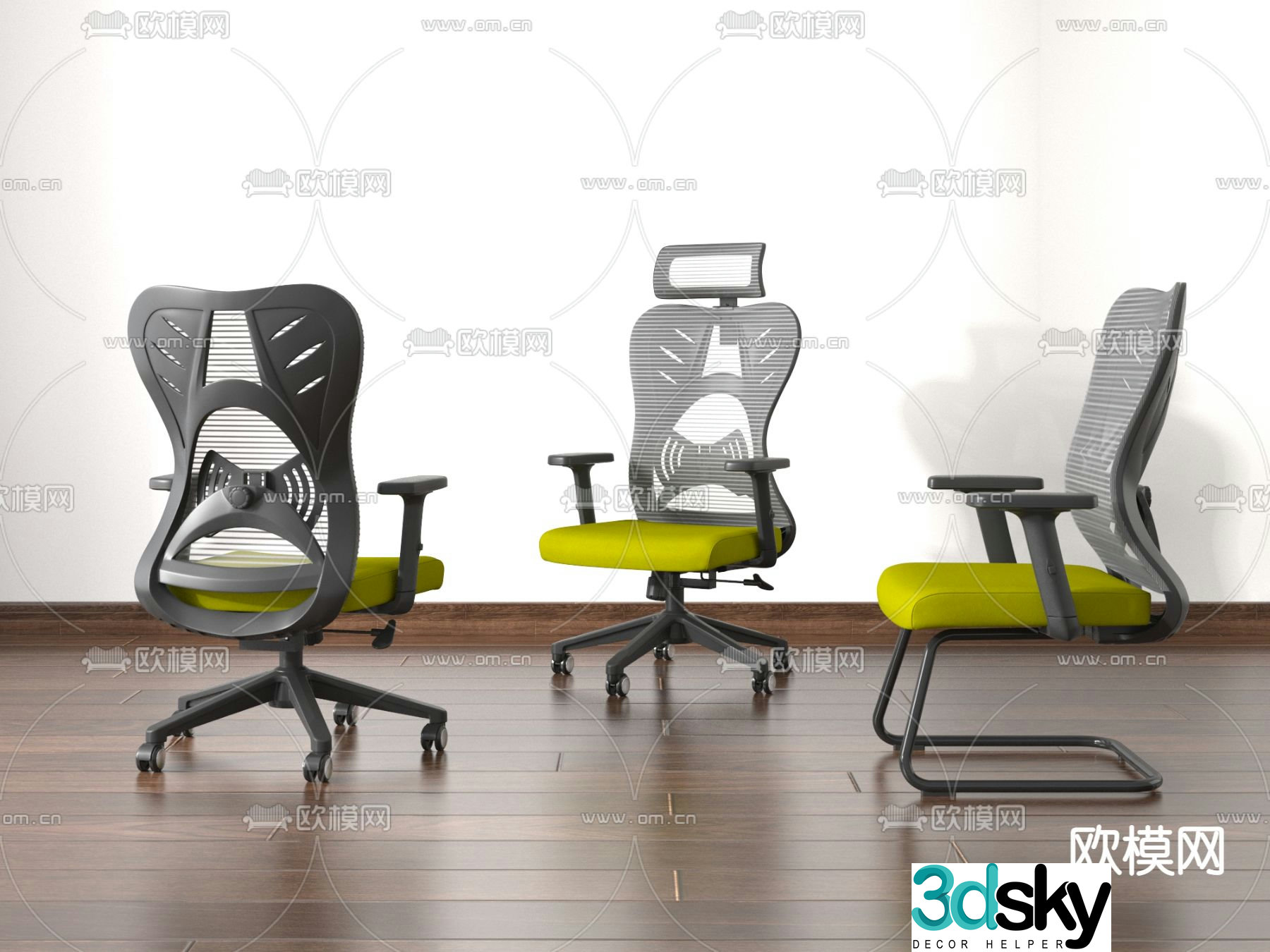 Mesh office chair shift chair staff chair 3D model