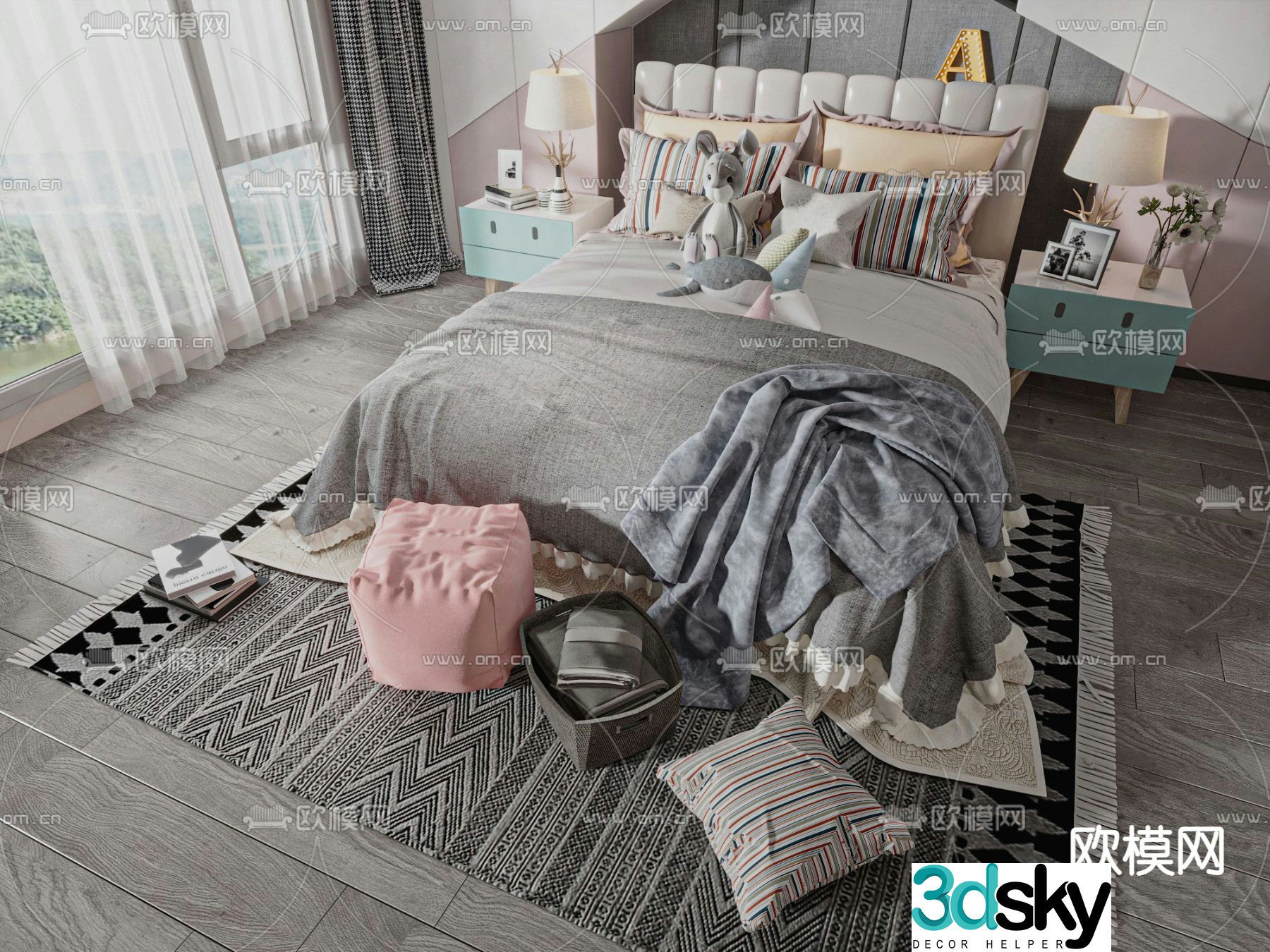 Modern children’s bed 3d model