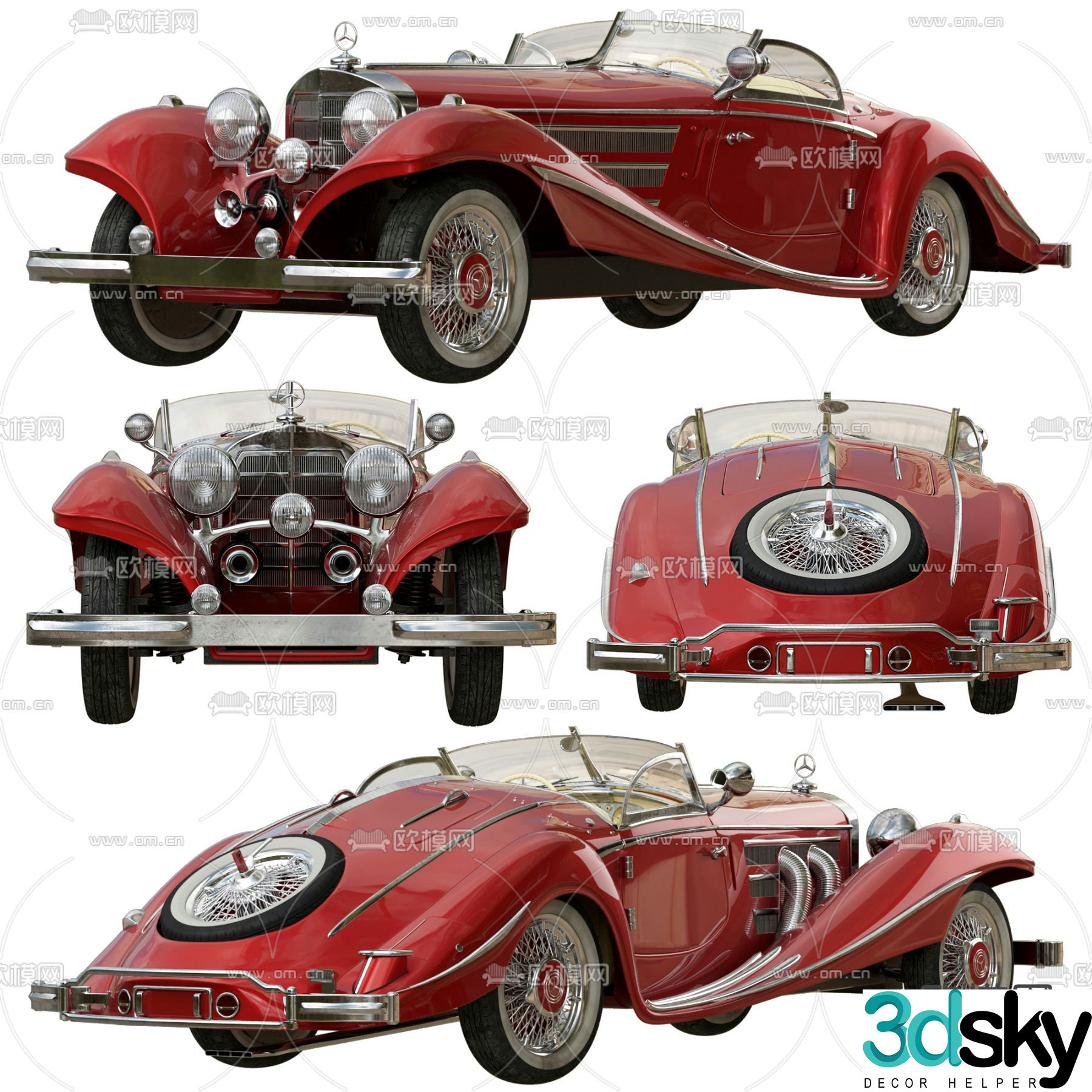 Mercedes retro car classic car 3d model
