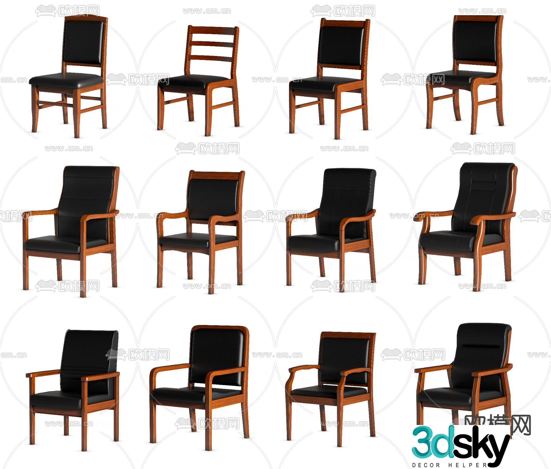 New Chinese style office chair conference room chair court chair 3d model