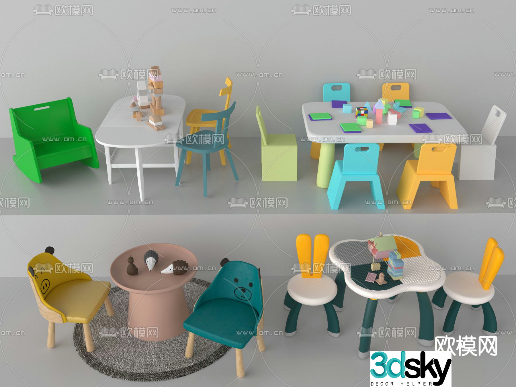 Children’s table and chair 3d model
