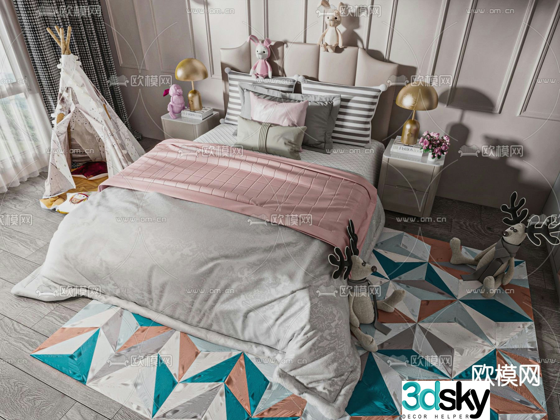Modern children’s bed 3d model