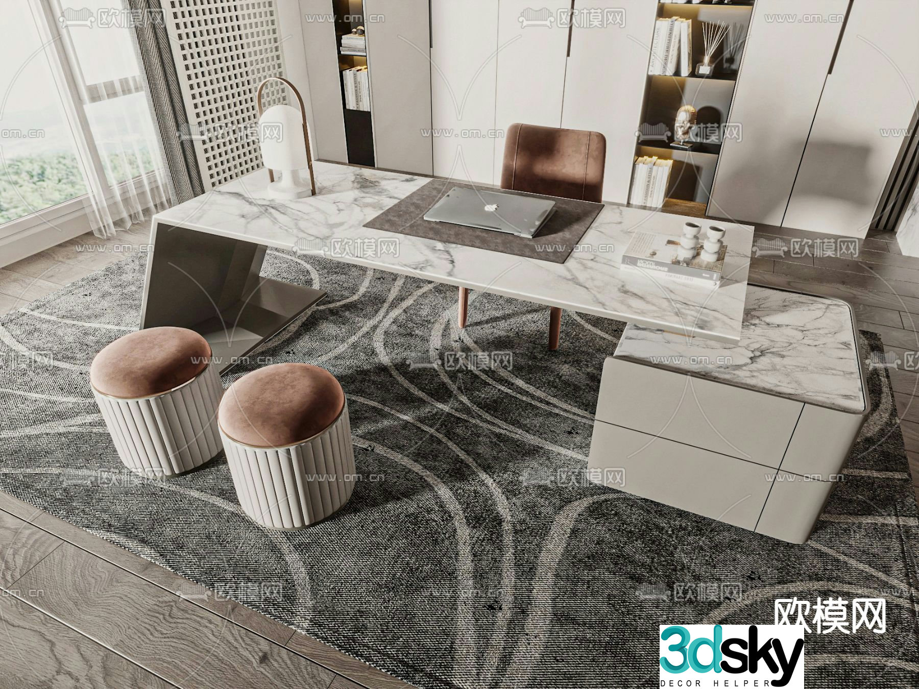 Modern executive desk 3d model