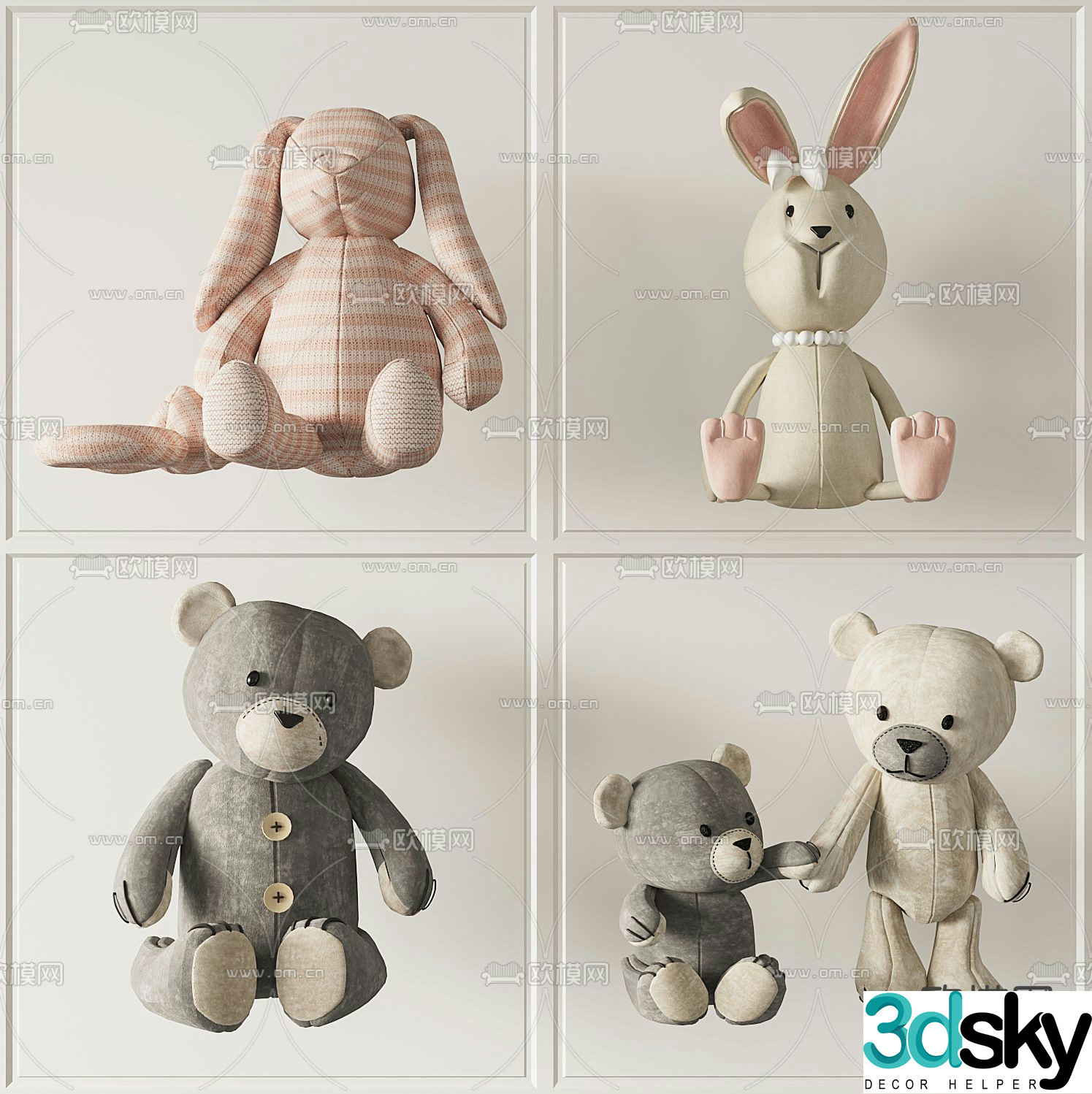 Rabbit plush doll 3d model