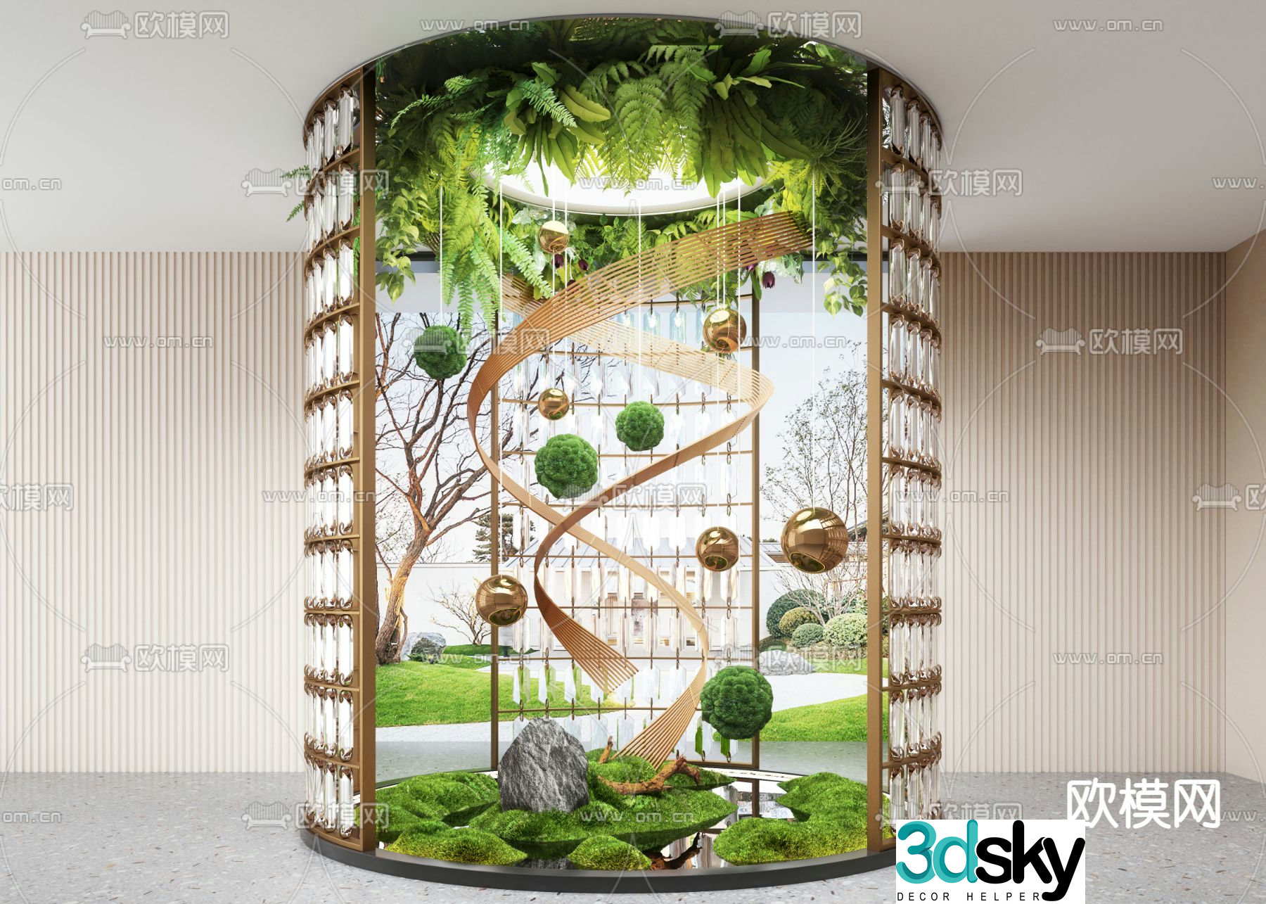 Indoor landscape landscaping sketch 3d model