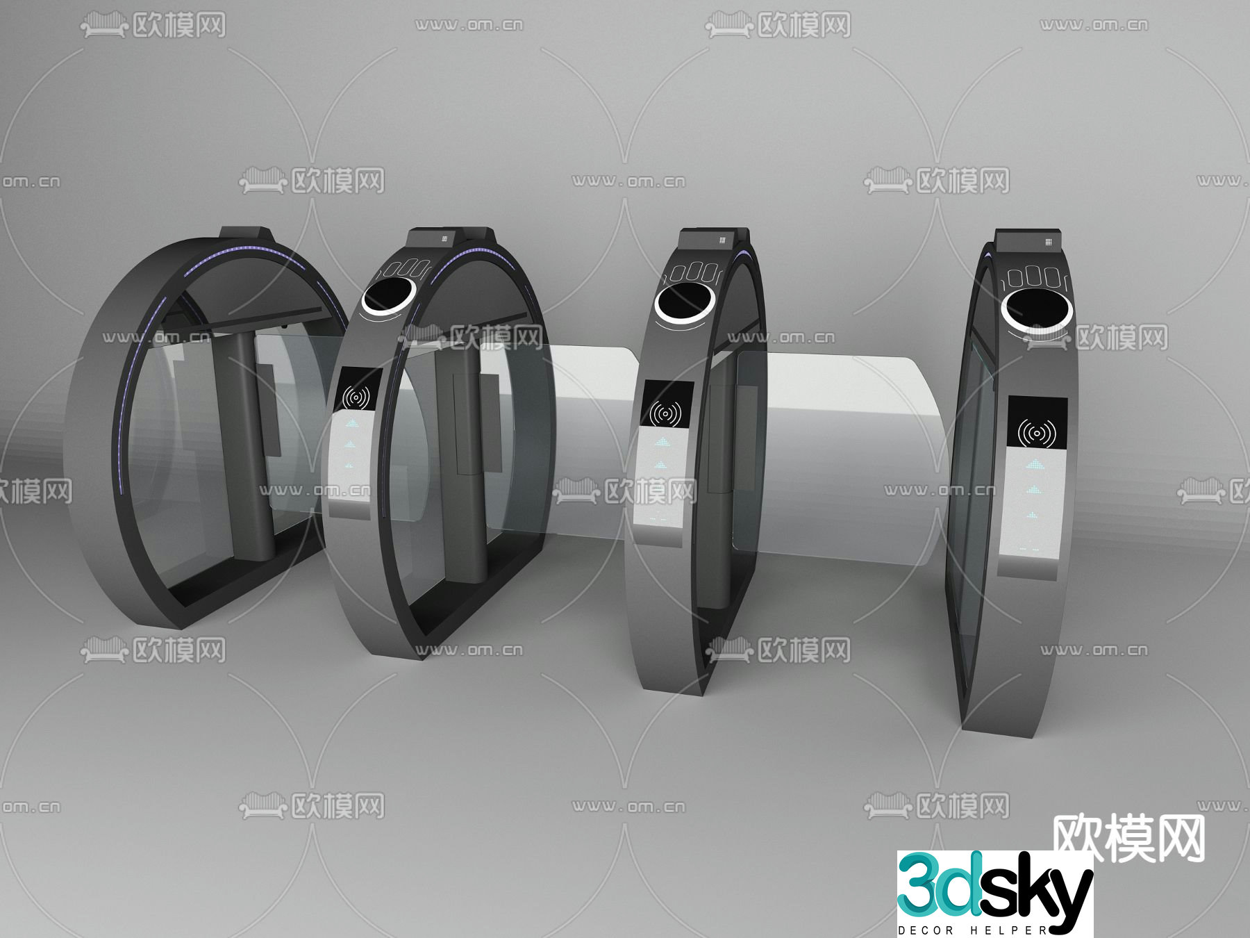 Hand pulse black gate induction gate 3D model