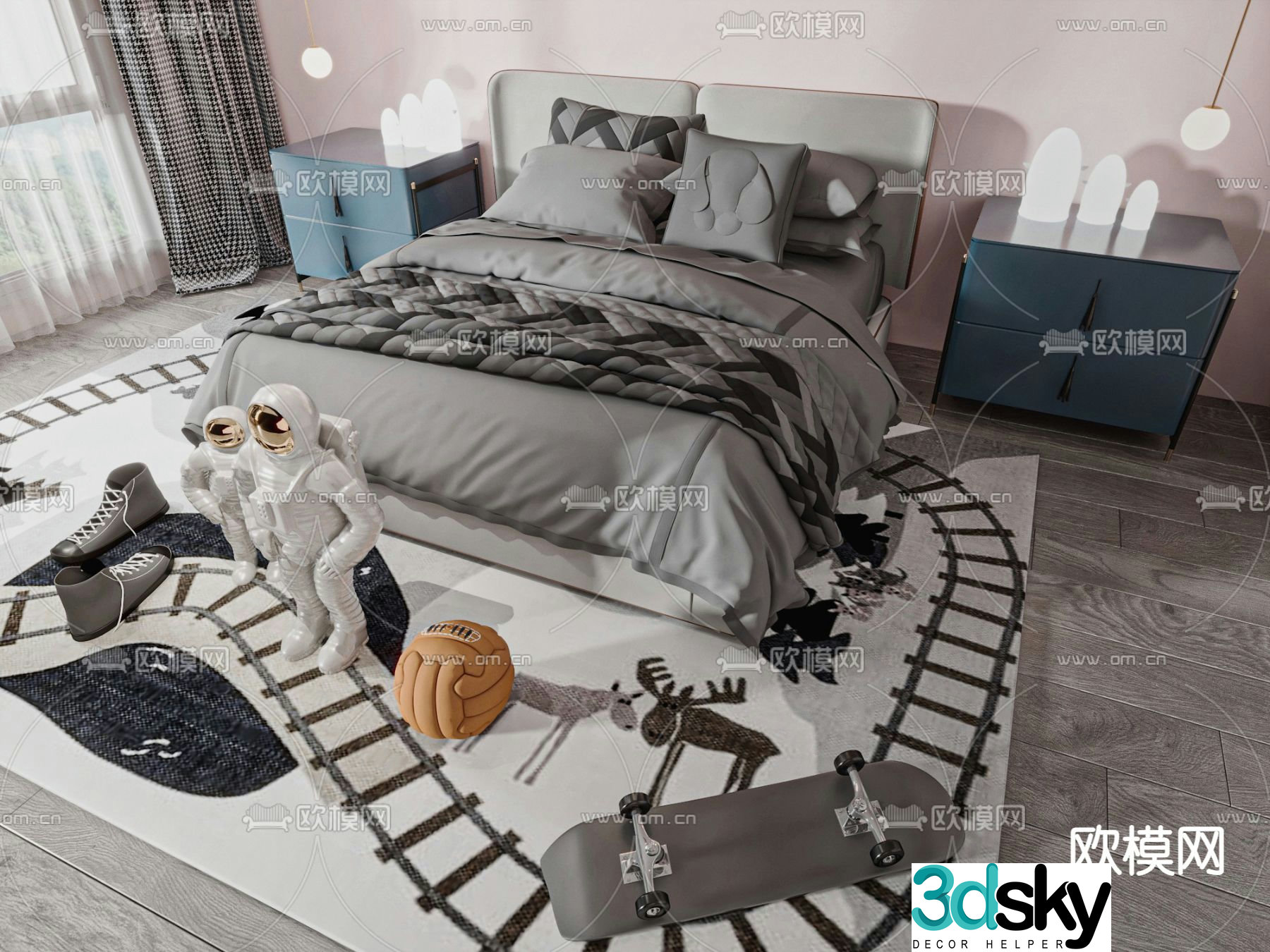 Modern children’s bed 3d model