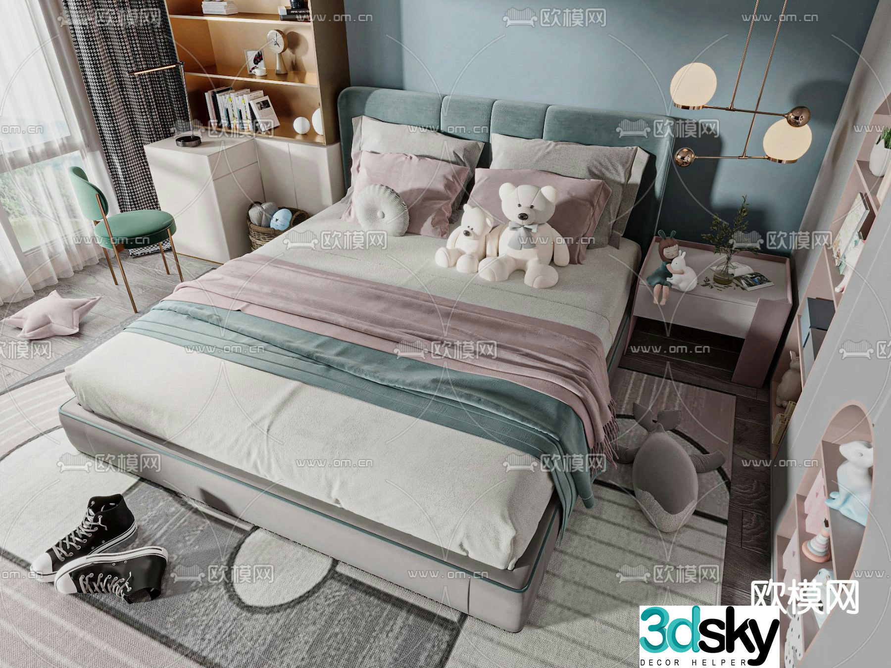 Modern children’s bed 3d model