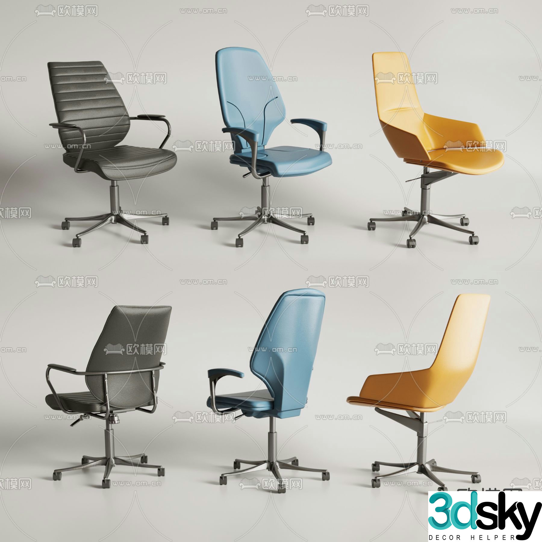 Office chair staff chair conference chair class chair 3d model
