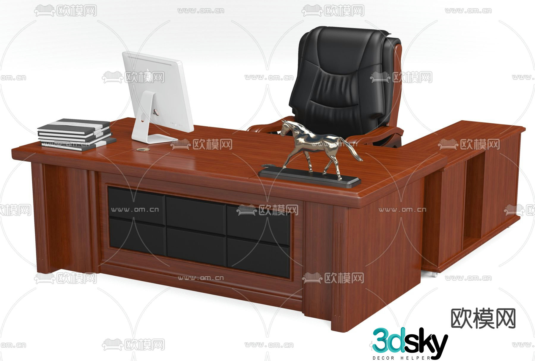 Chinese style desk tables and chairs office desks and chairs 3d model