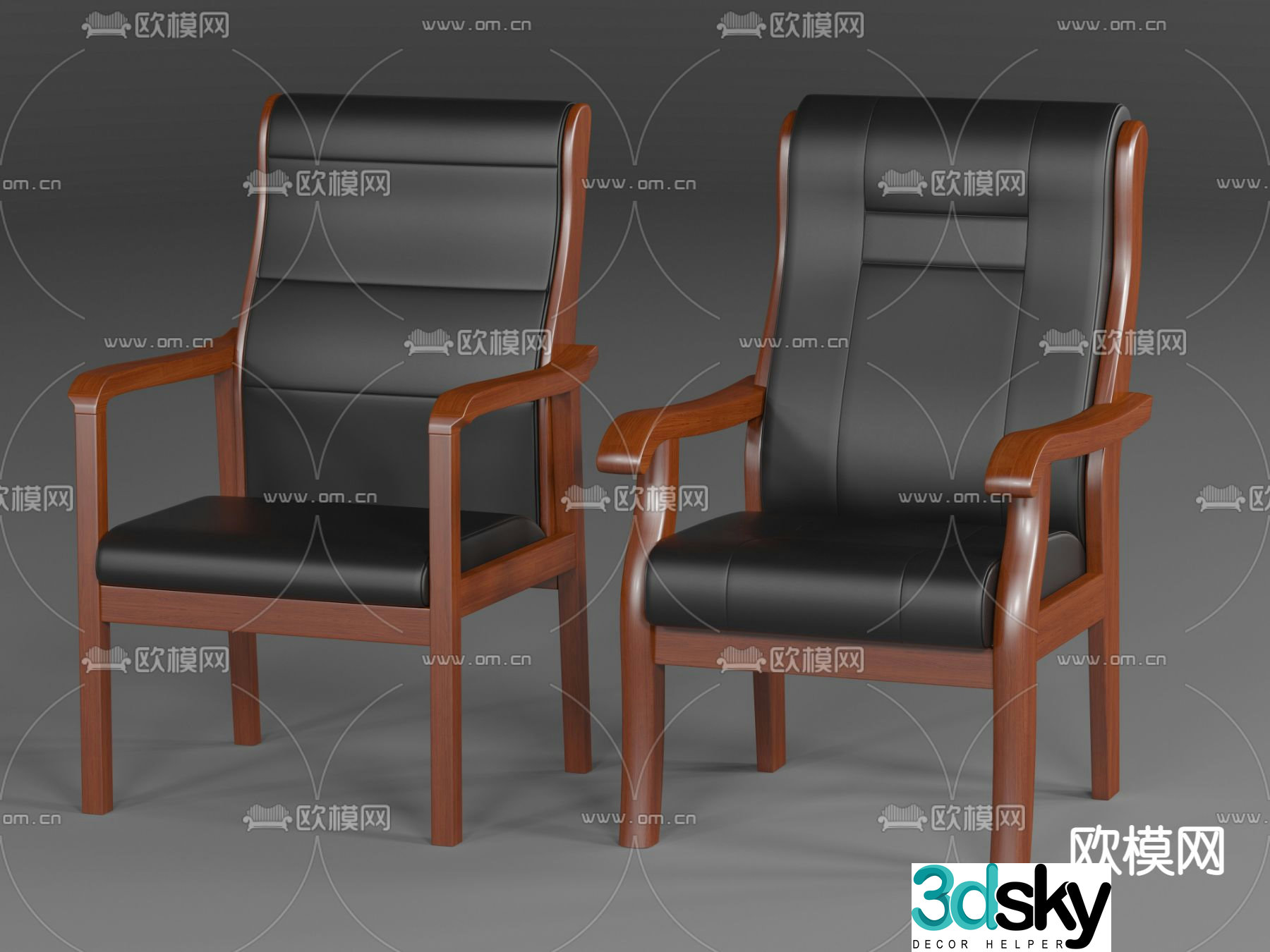 Solid wood office chair armchair conference chair 3d model