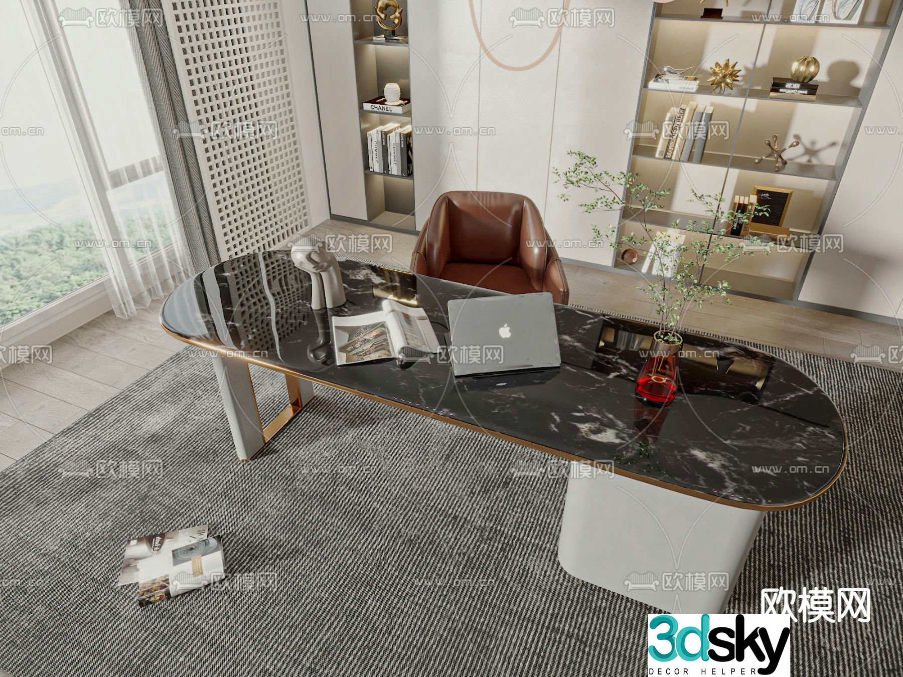 Office desk and chair 3d model