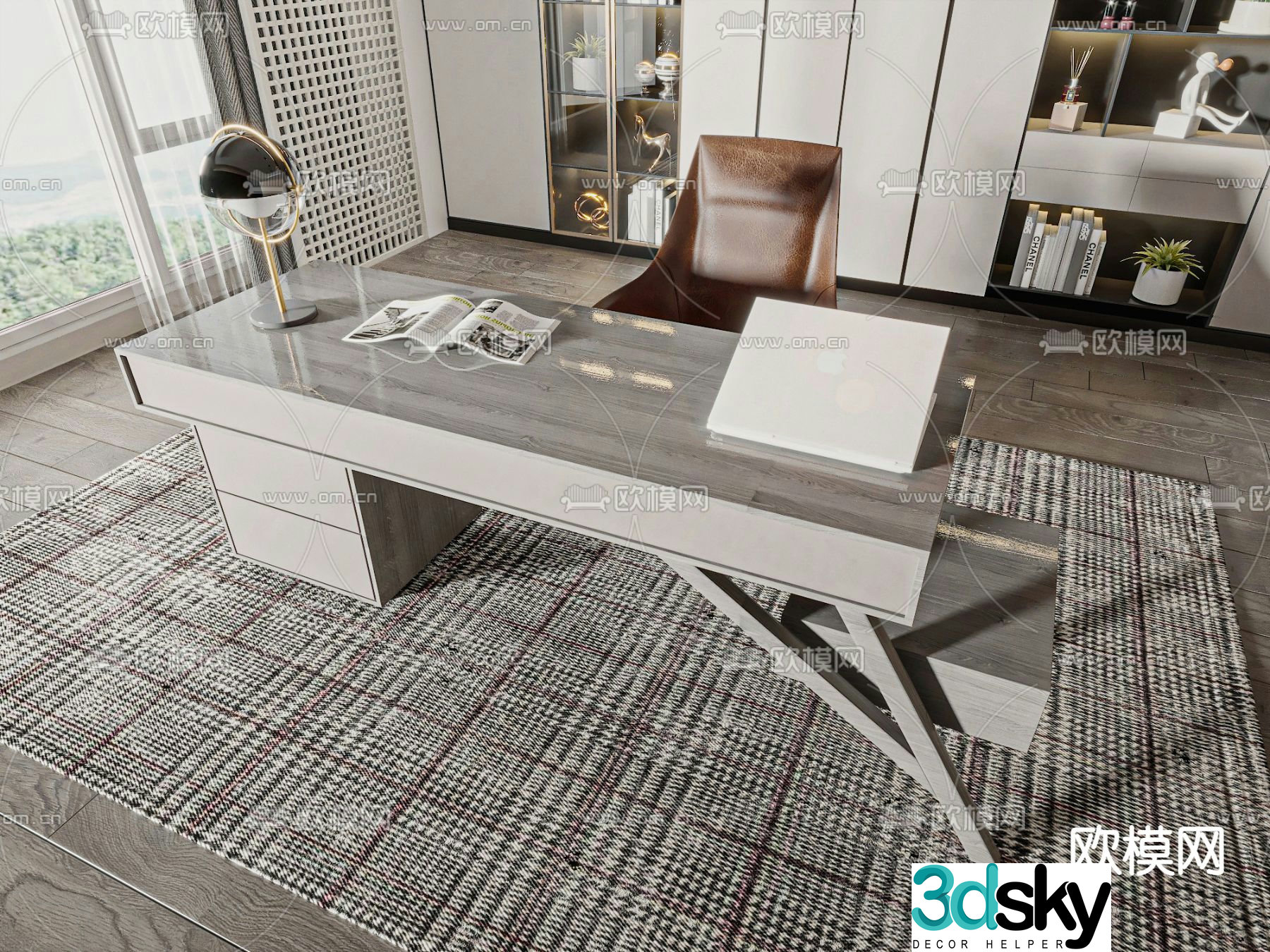 Office desk and chair 3d model