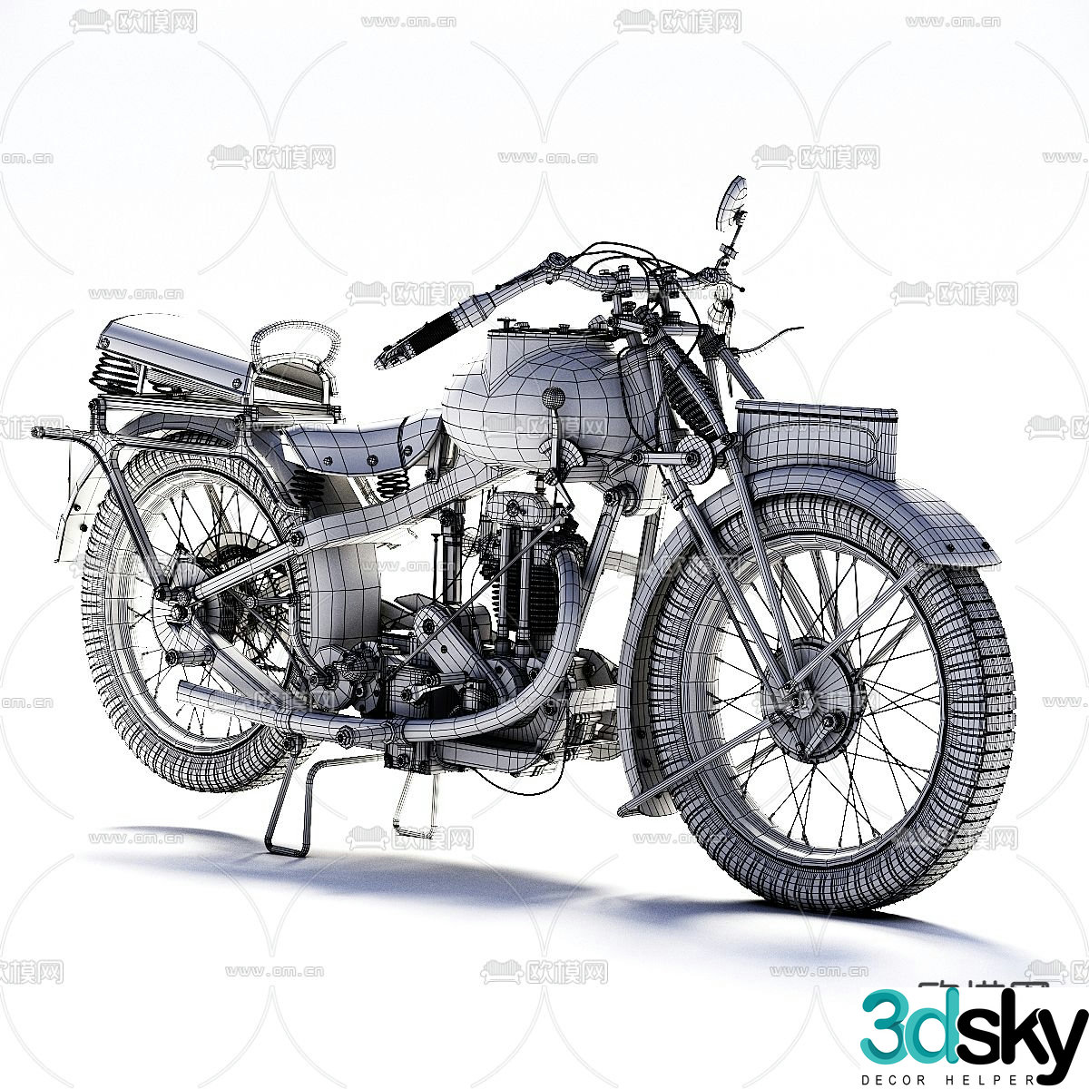 Modern retro motorcycle 3d model