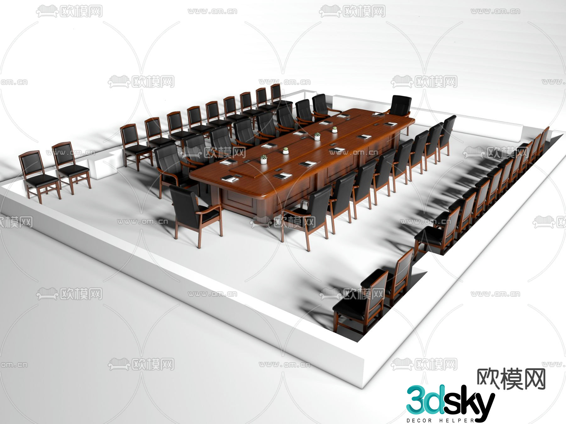 New Chinese style party building conference table and chair combination 3D model