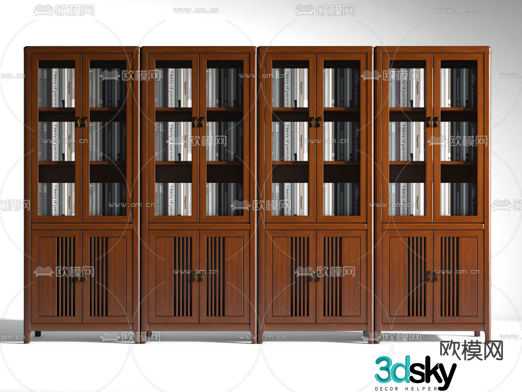New Chinese style bookcase file cabinet 3d model