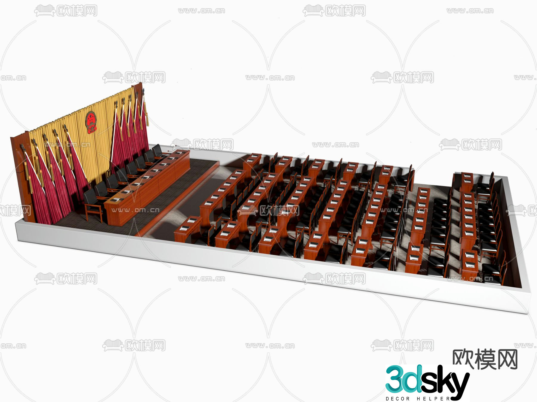 Conference tables and chairs long tables and chairs rostrum tables and chairs 3D model