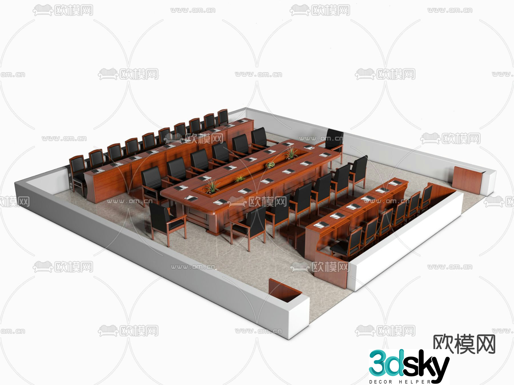 Conference table and chair combination long table and chair negotiation table and chair 3d model