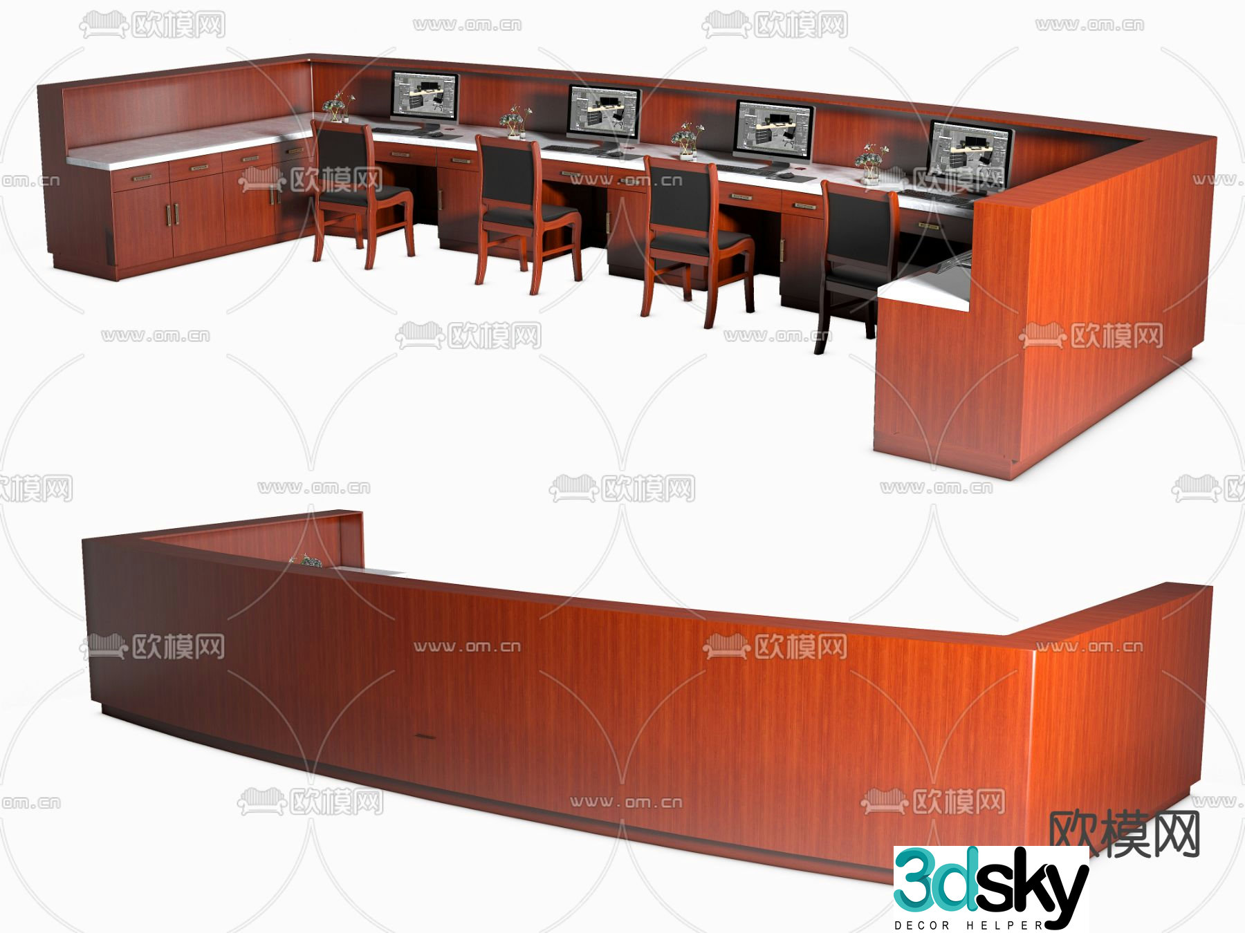 New Chinese bar reception desk 3D model