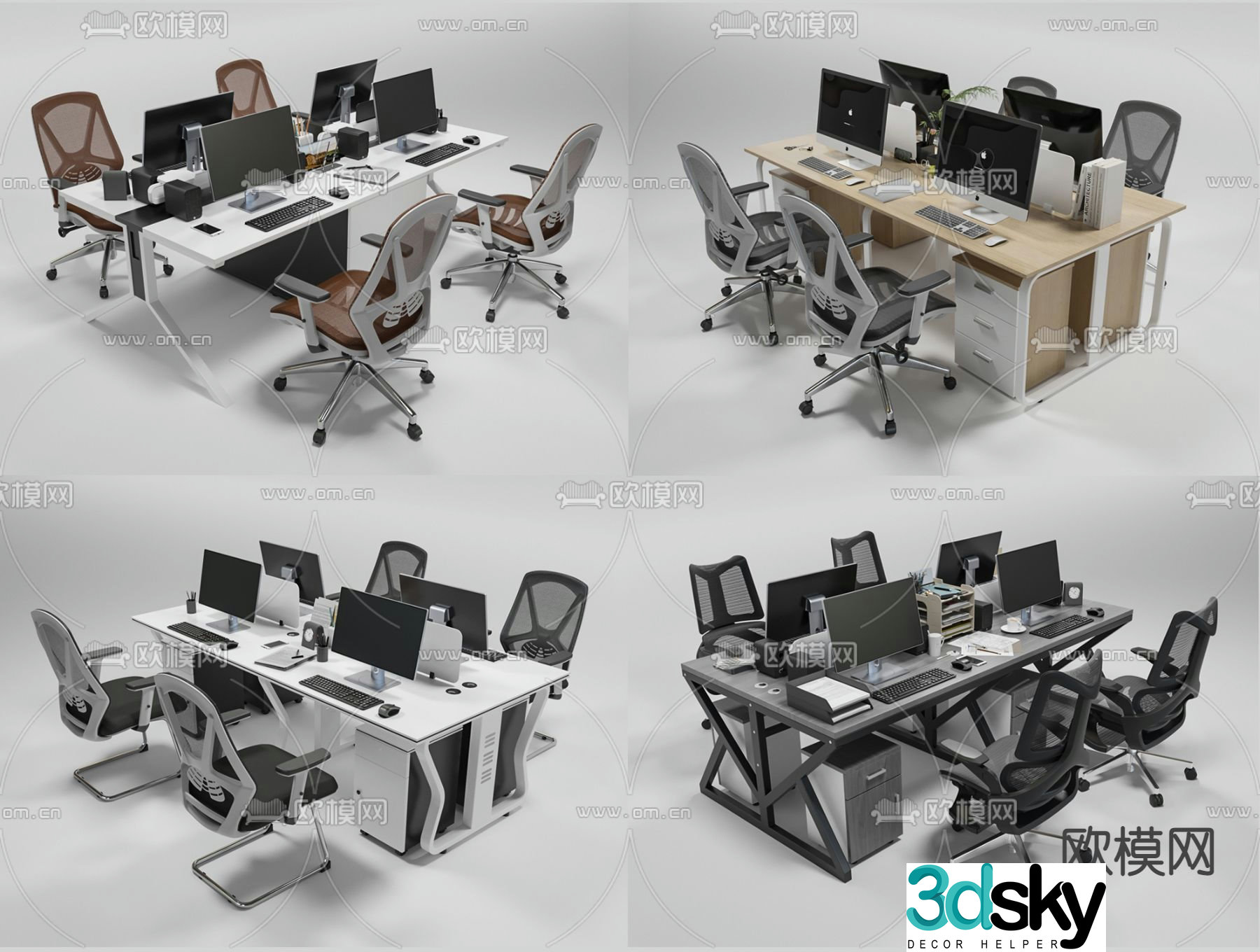 Modern card space desk 3d model