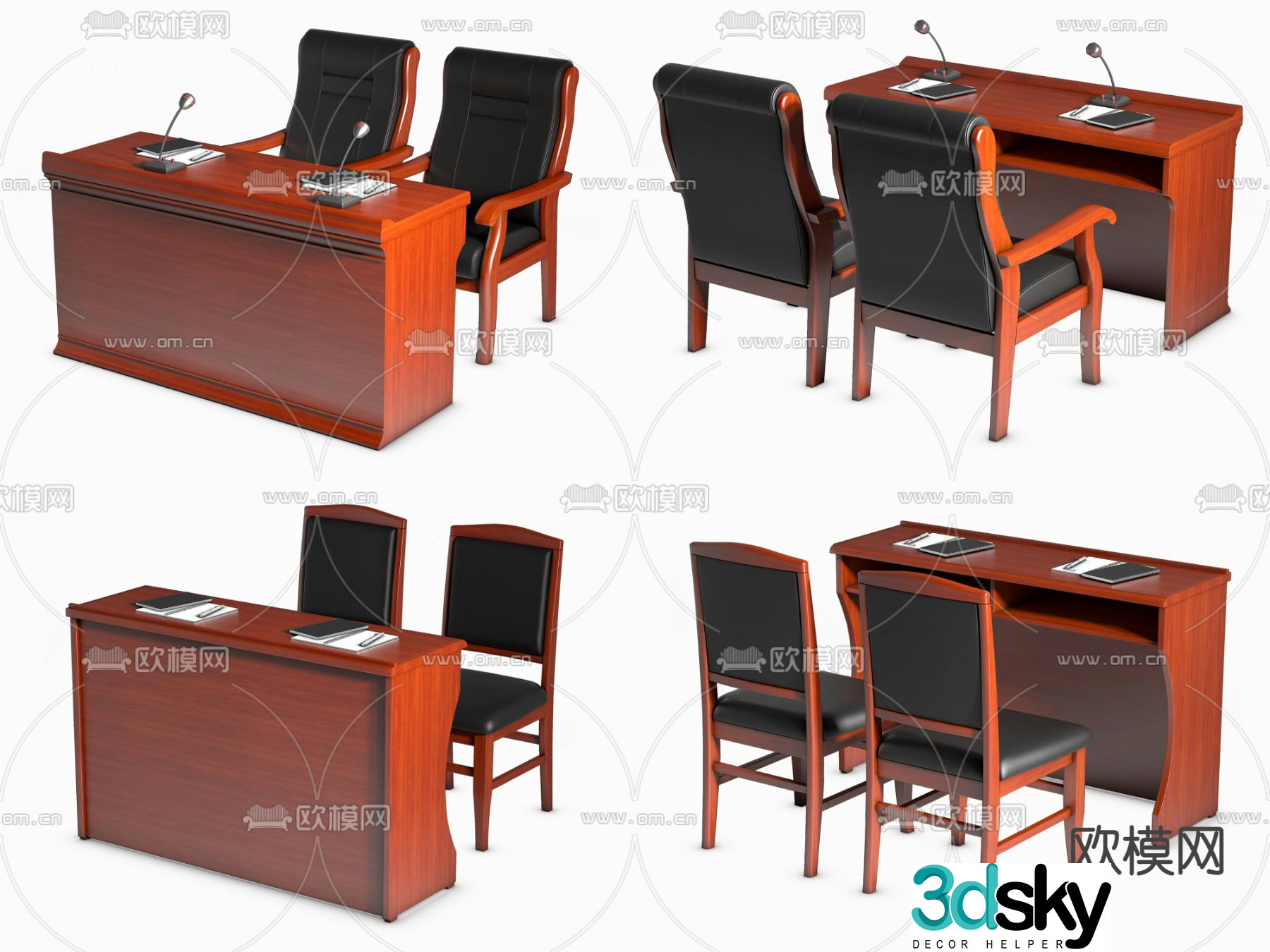 New Chinese style conference tables and chairs rostrum tables and chairs 3D model