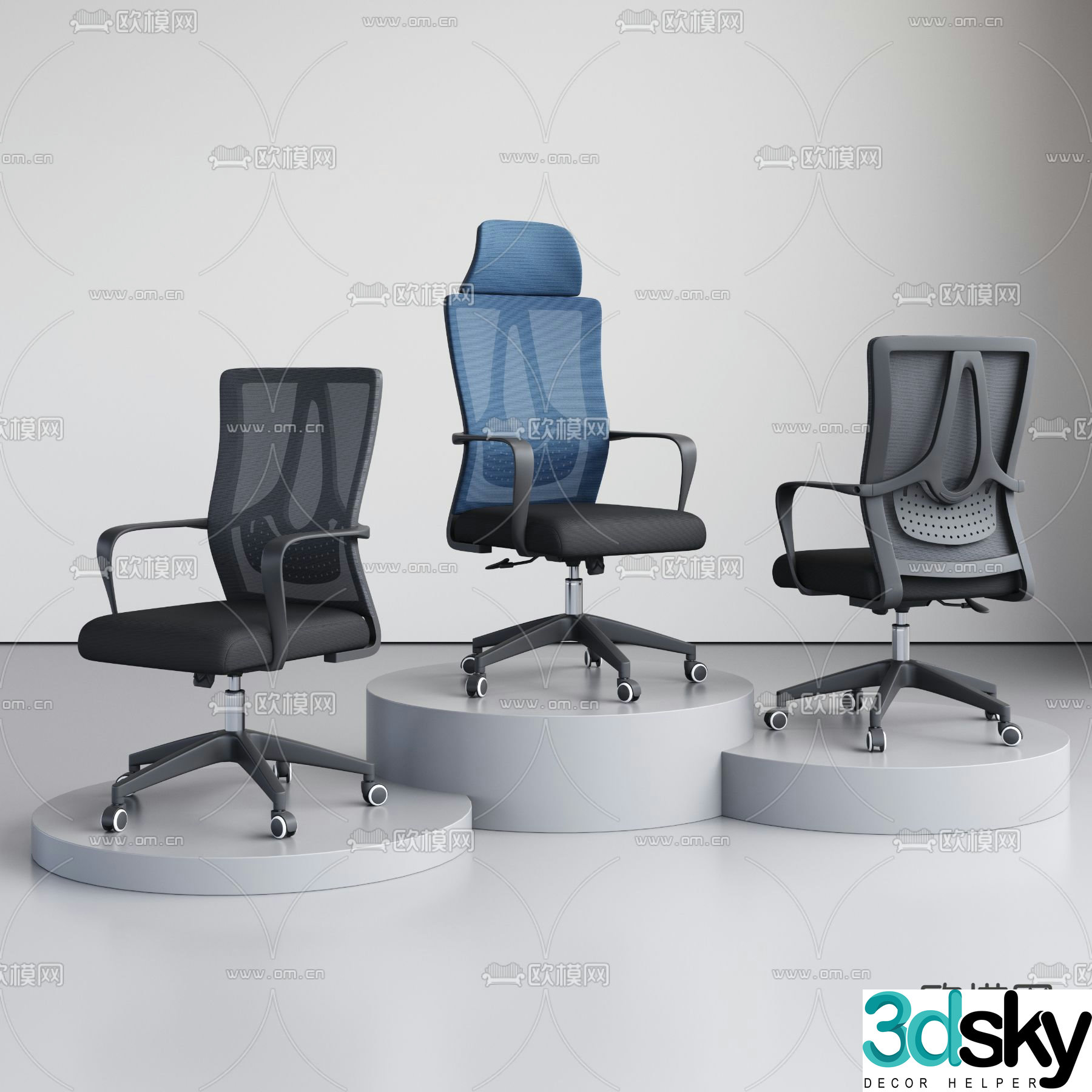Office chair staff chair class chair mesh chair 3d model