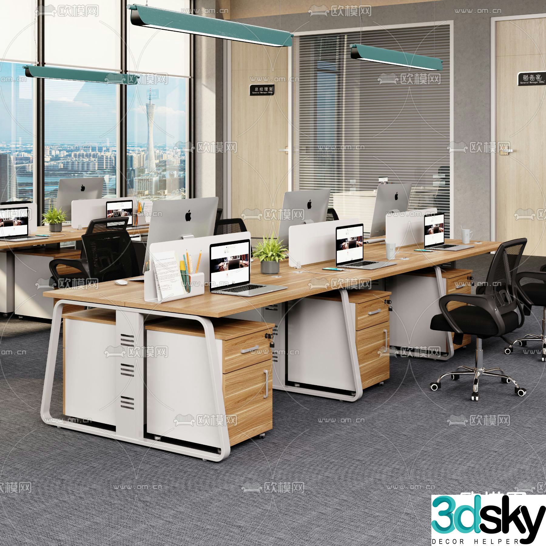 Office desk chair office card space 3d model