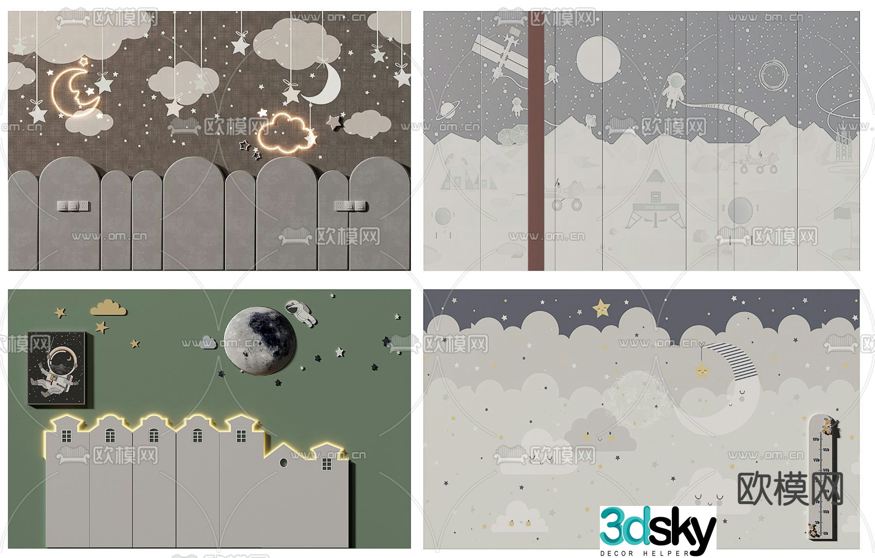 Children’s background cartoon background wall 3d model