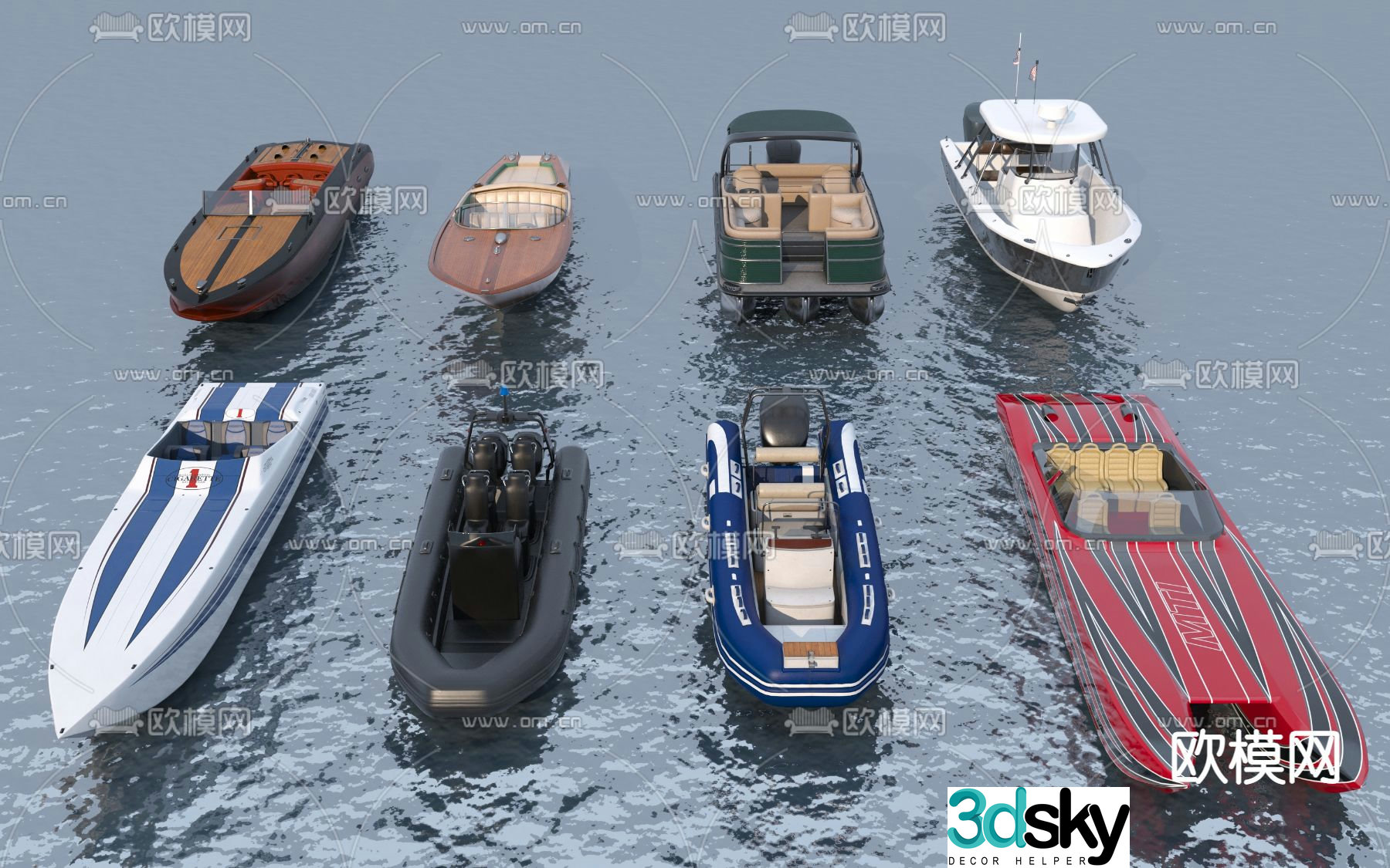 yacht motorboat 3d model