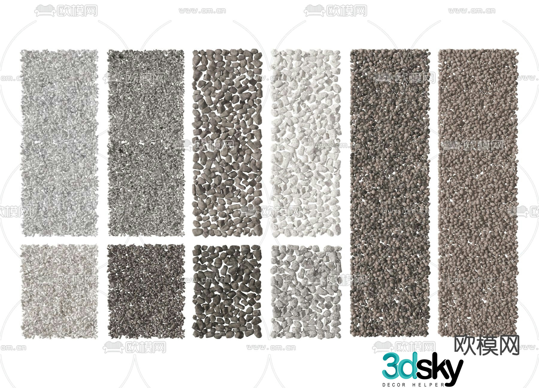 cobblestone gravel pavement small stone 3d model