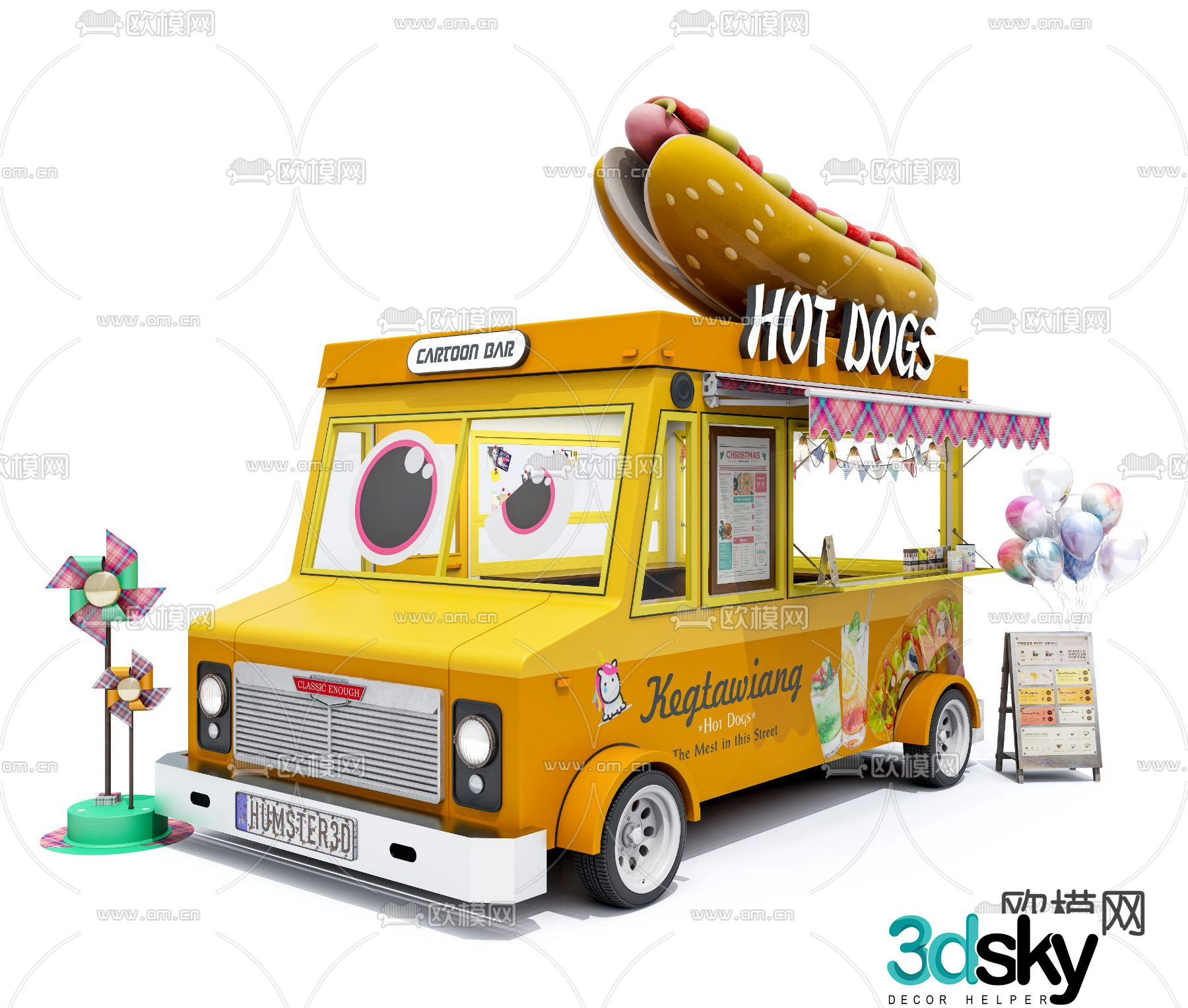 hot dog cart street view cart 3d model